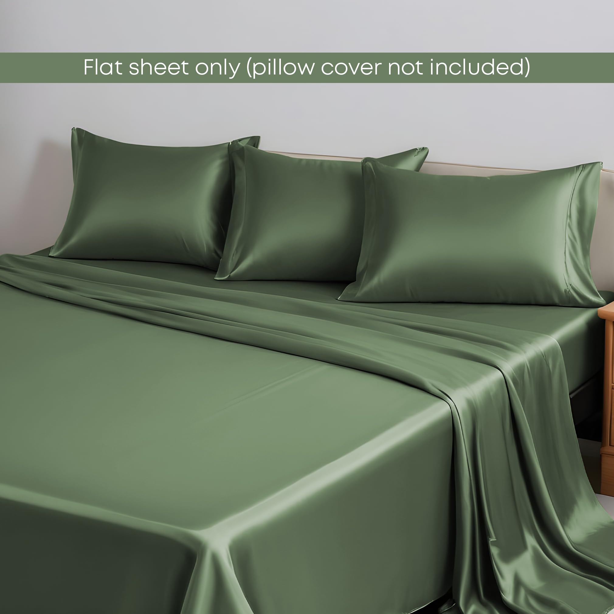 LINENWALAS King Size Flat Sheet - 100% Bamboo Rayon Cooling Bed Sheet, Premium Breathable & Soft Top Sheet for Hot Sleepers (King, Avocado Green) | Ideal for Summer Nights & Temperature Regulation