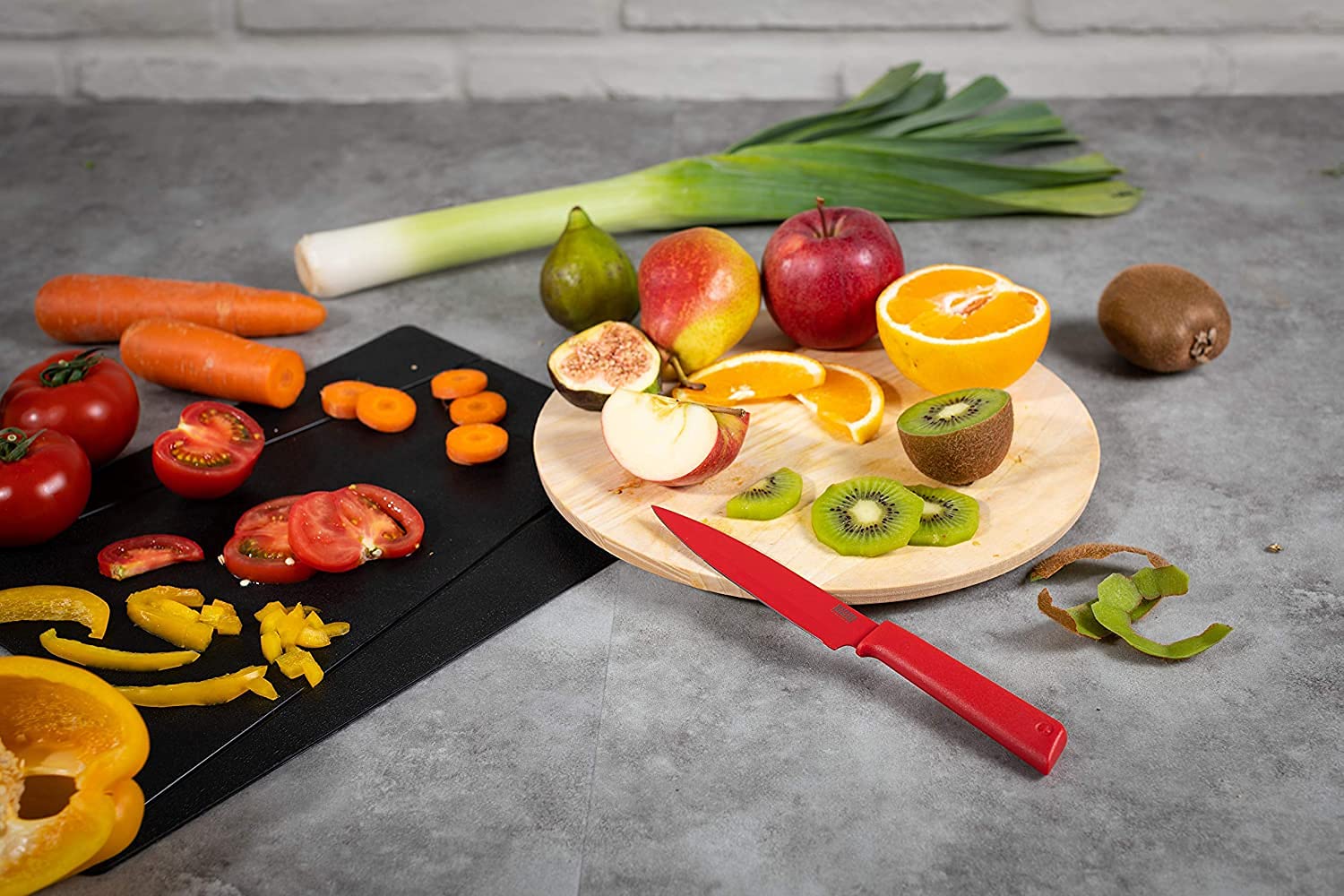 **Kuhn Rikon Colori+ Essential 3-Piece Kitchen Knife Set – Chef Knife, Utility Knife, Paring Knife – Ultra Sharp Stainless Steel Blades – 3-Year Warranty – Perfect for Chopping, Slicing, and Dicing Vegetables, Fruits, and Meats**