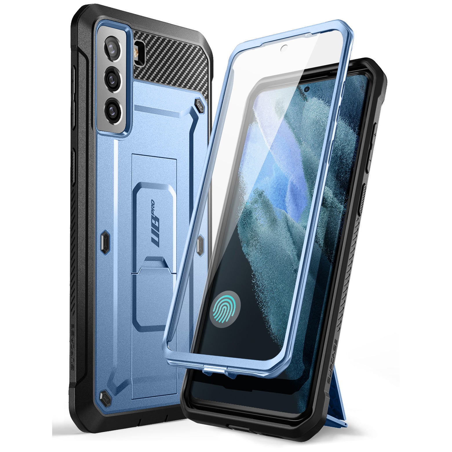 Samsung Galaxy S21 FE Case - Unicorn Beetle Pro Rugged Protective Cover with Metallic Blue Finish | Shockproof & Durable for Outdoor, Work & Daily Use