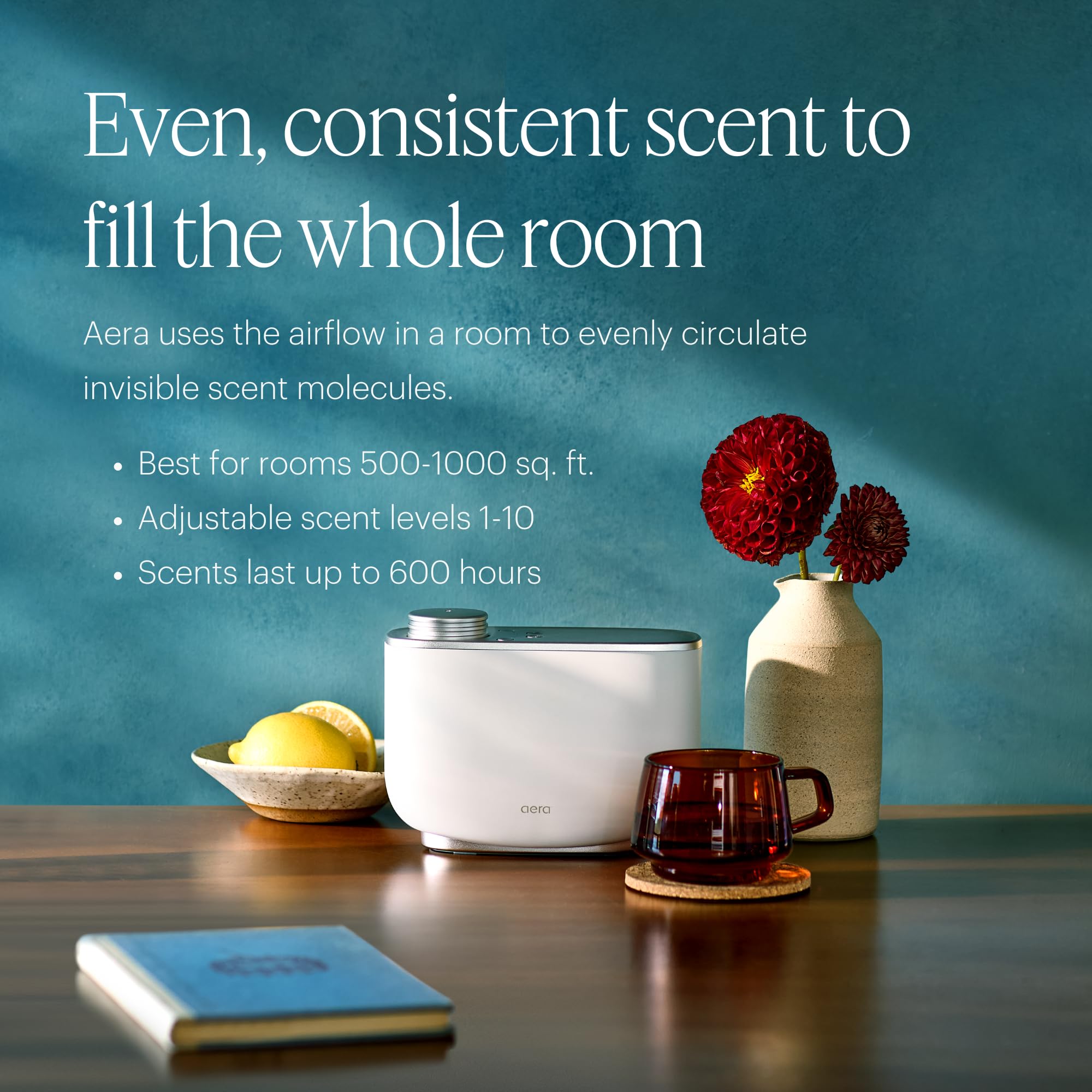 Aera Smart Home Fragrance Diffuser with App Control - Essential Oil Aromatherapy Device, Hypoallergenic & Pet-Friendly, White | Perfect for Bedroom, Office, Yoga Studio & Spa (Scent Capsules Sold Separately)