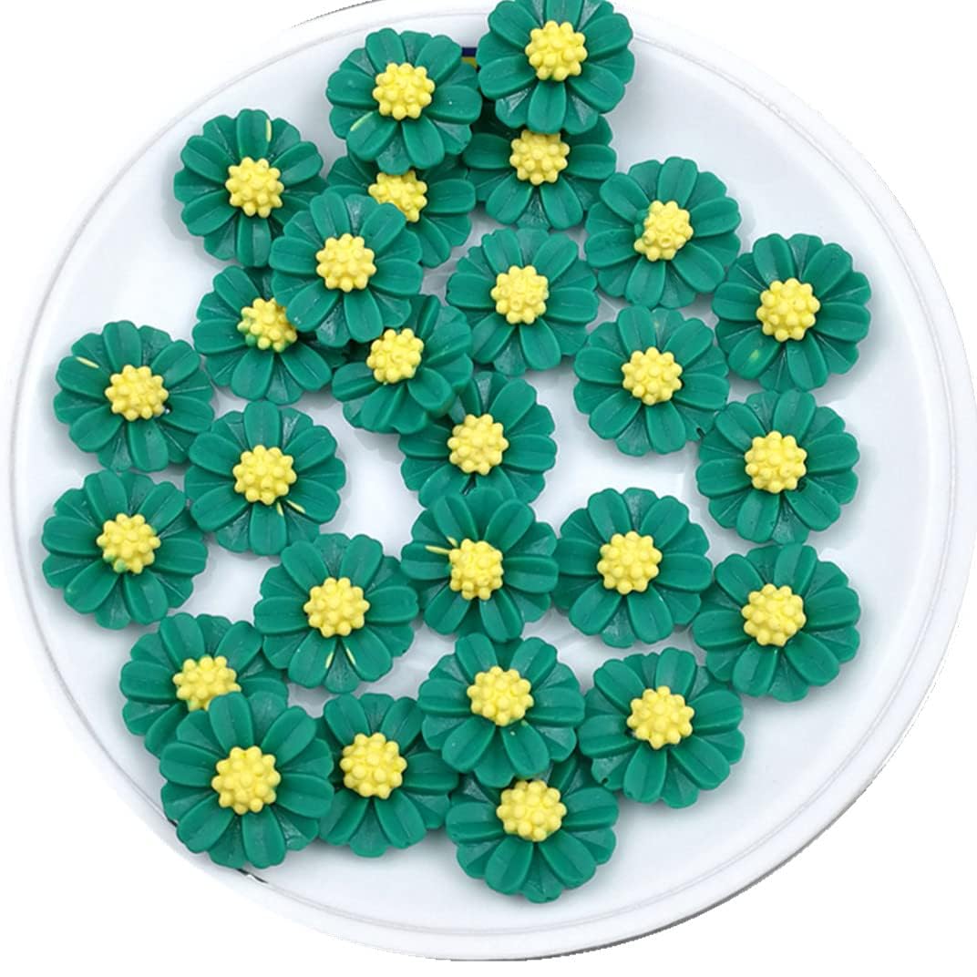 100-Pack Daisy Flower Resin Flat Back Charms - DIY Scrapbooking, Jewelry Making, Phone Case Decor, Keychains & Fairy Garden Crafts - Perfect for Home Decor, Gifts & Party Favors
