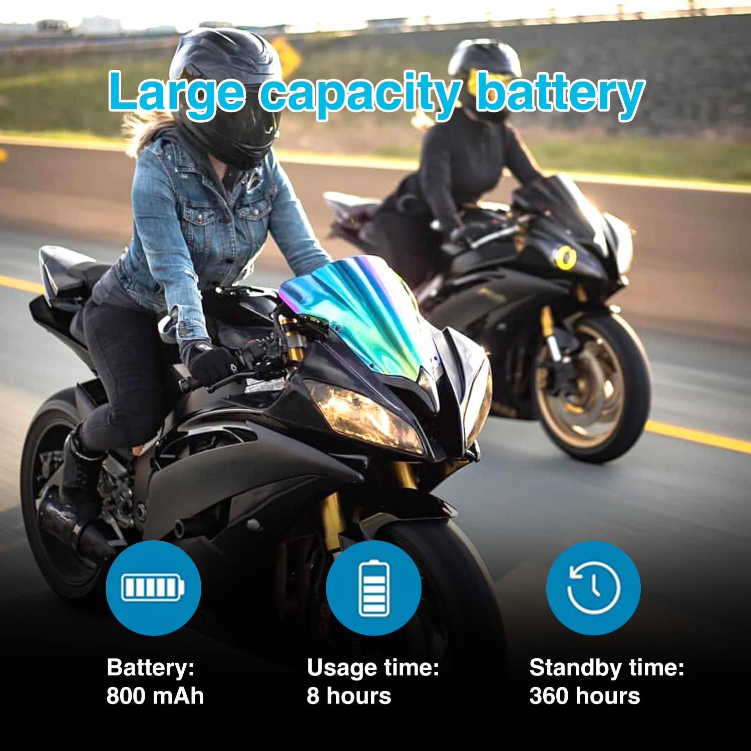 S8 Motorcycle Helmet Bluetooth Headset - 1000m Range, 2-Way Intercom for Riders with CVC Noise Cancellation | Hands-Free Calling, Voice Control & HD Music | Perfect for Long Rides & Group Tours (2-Pack)