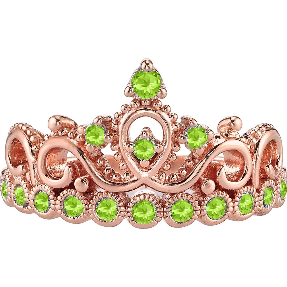 14K Rose Gold Peridot Crown Ring - Elegant Gift for Women