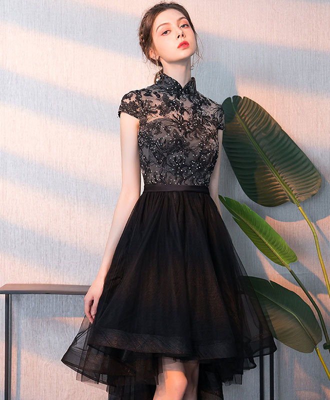Elegant Black Tulle Lace Short Prom Dress | Homecoming Party Dress for Women | Perfect for Prom Night, Homecoming Dance & Special Occasions