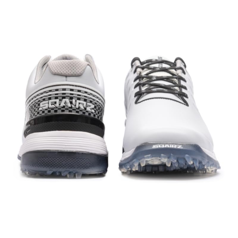 SQAIRZ Bold Men's Spiked Golf Shoes - Waterproof Athletic Golf Footwear with Replaceable Cleats for Enhanced Balance & Performance | Perfect for Golf Tournaments, Driving Range & Outdoor Sports