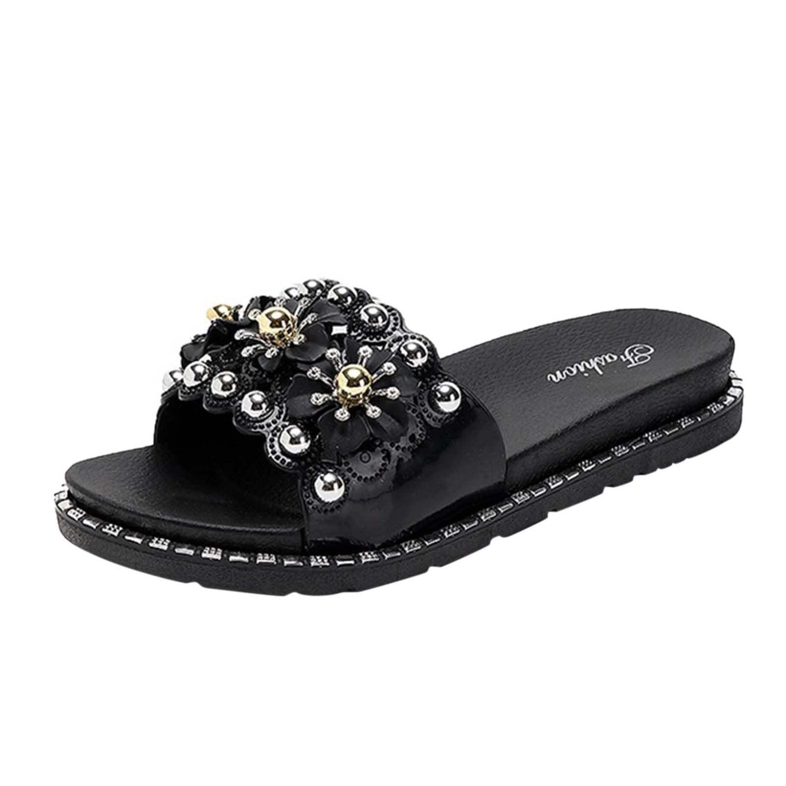 Stylish Women's Summer Heeled Sandals Size 7 - Sparkling Bling Beach Wedding Shoes for Outdoor Parties & Vacation Wear