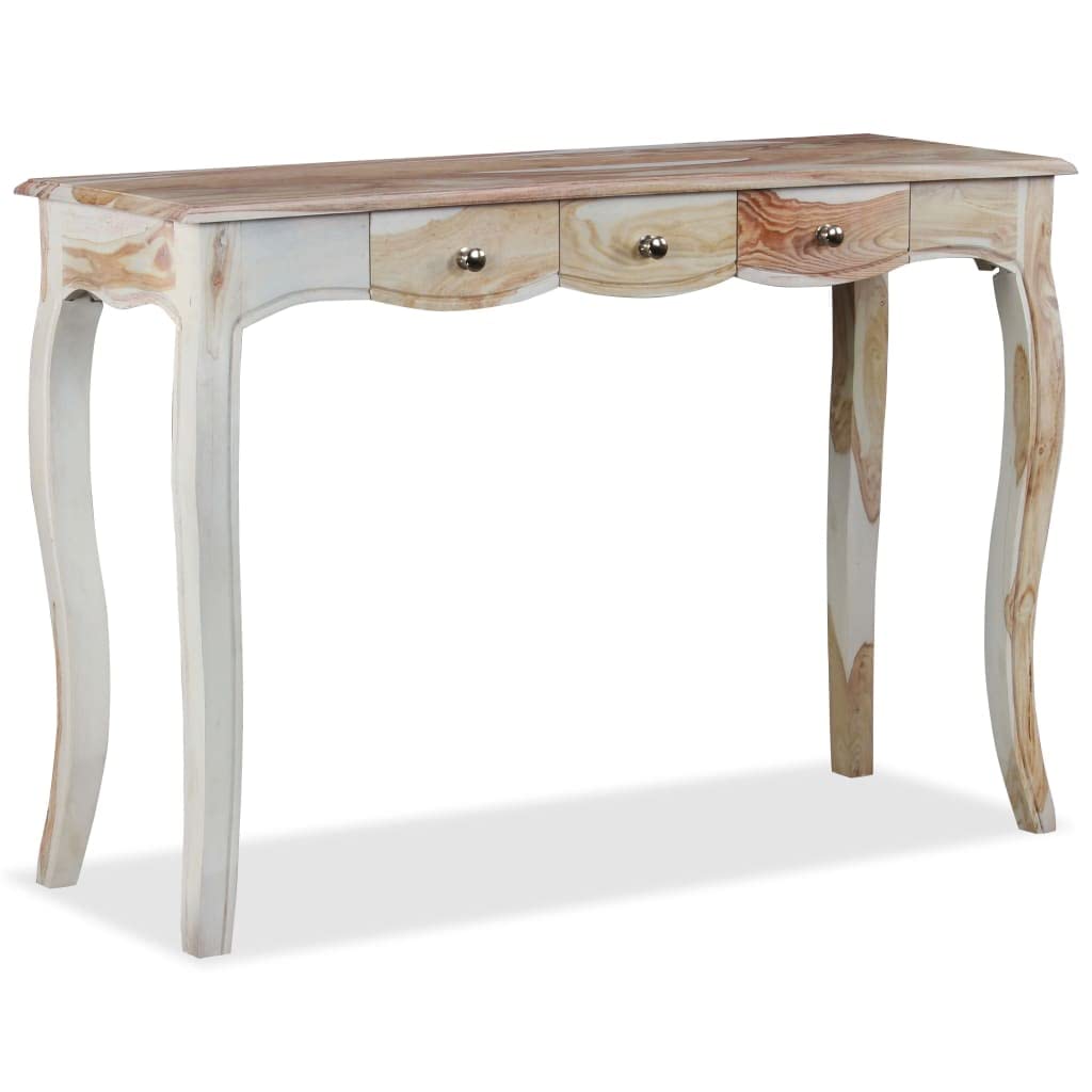 Solid Sheesham Wood Console Table with 3 Drawers - 43.3