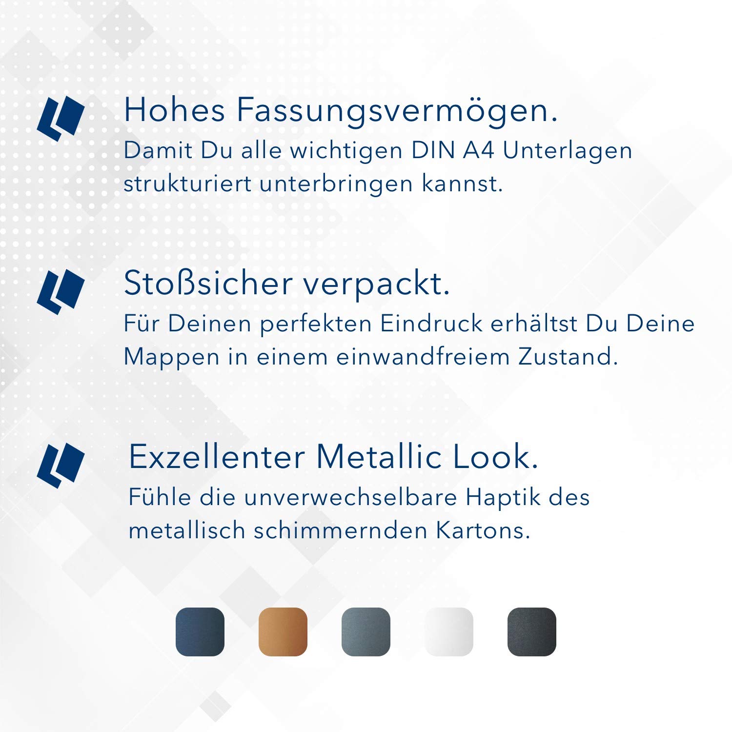 5-Pack Premium Zinc 4-Part Application Folders with 2 Spine Rails - High Quality Flat Embossing 