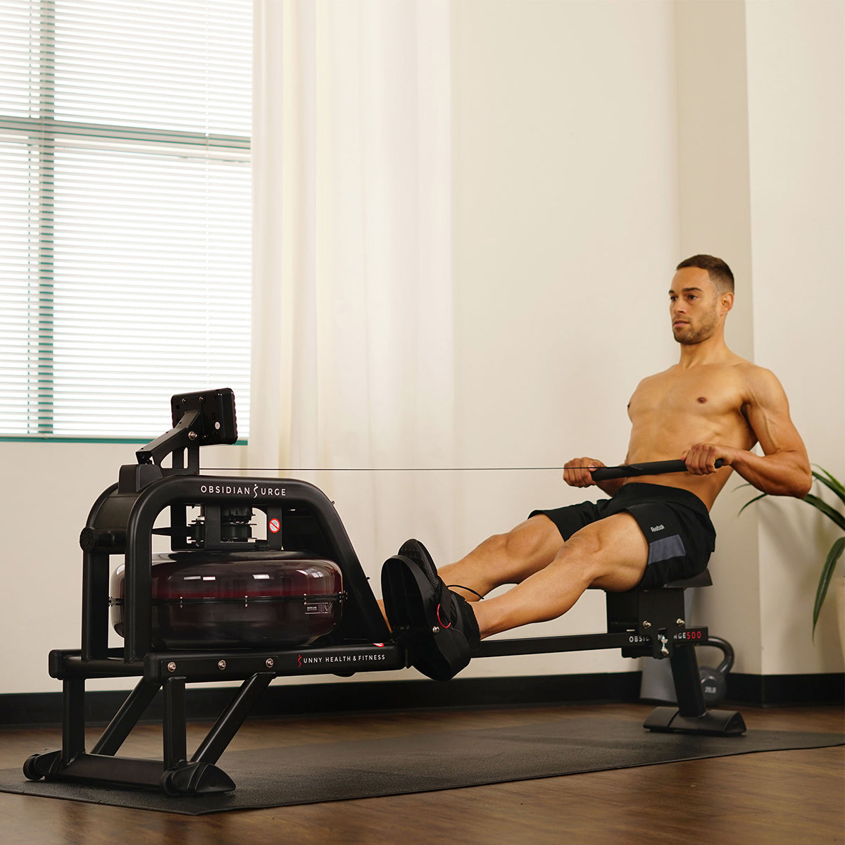 Obsidian Surge Water Rowing Machine with LCD Monitor - Full Body Workout Rower for Home Gym, Cardio & Strength Training | Perfect for Small Spaces & Indoor Fitness