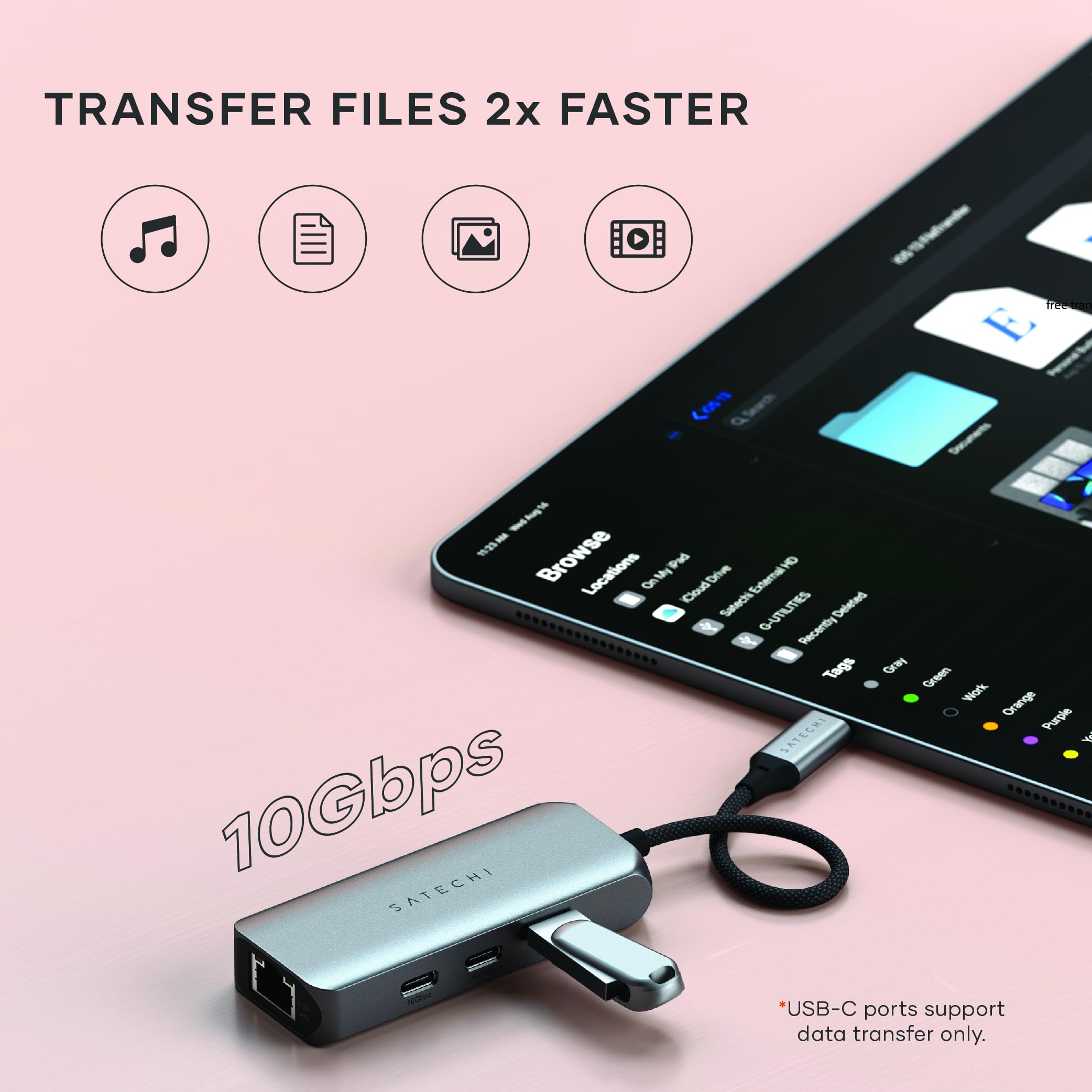 Satechi 4-in-1 USB C to Ethernet Adapter 2.5Gbps with 3 USB C 3.2 Ports - High Speed Network Dongle for MacBook, iPad Pro, Windows Laptop, Android & Chrome OS - Perfect for Home Office, Gaming & Video Streaming
