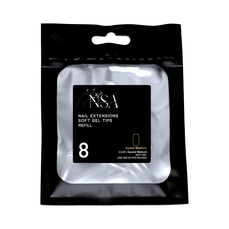 Soft Gel Nail Tips Refill Kit - 50pcs Square False Nails for DIY Manicure at Home, Salon & Special Occasions