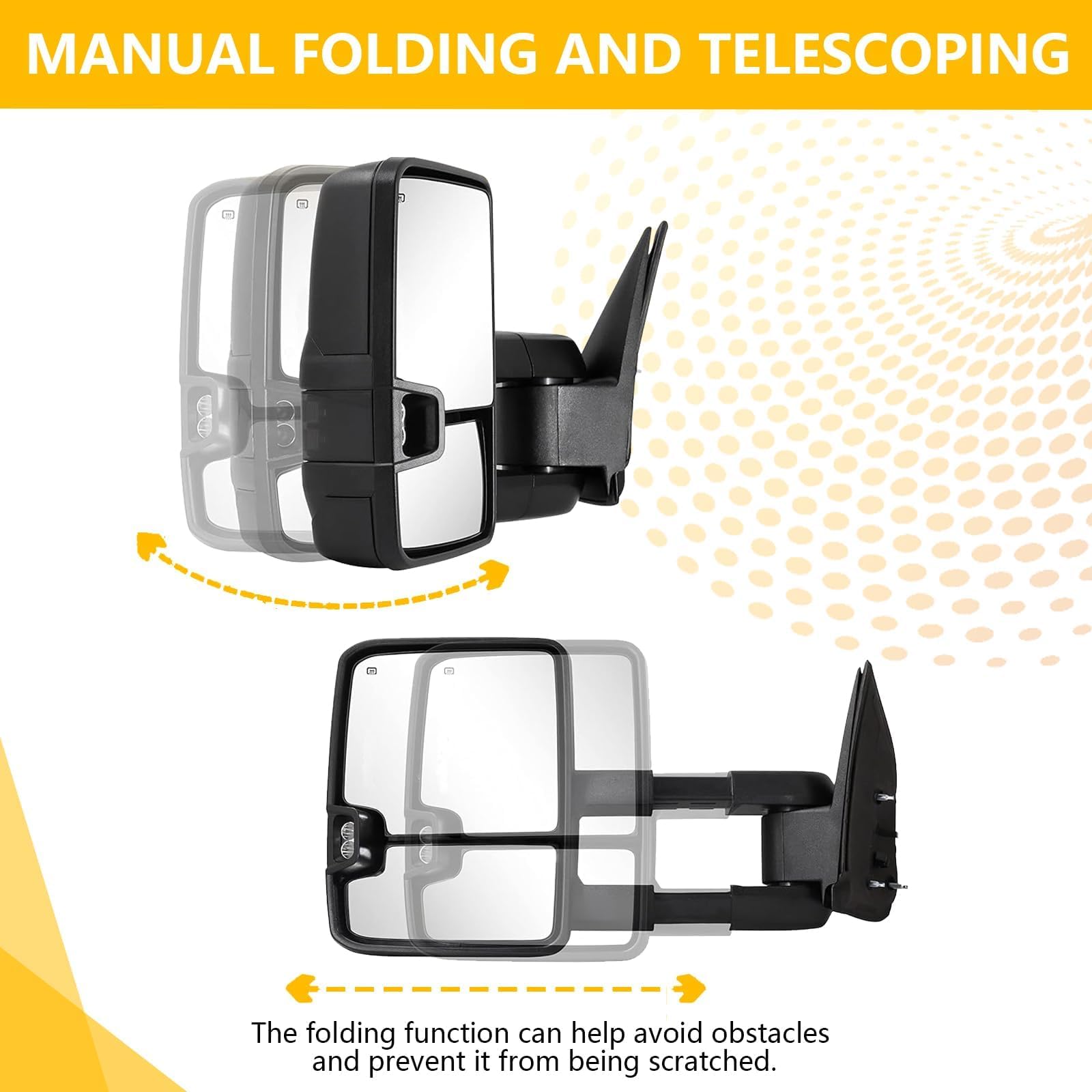 2003-2007 Chevy Silverado & GMC Sierra 1500/2500/3500 HD Towing Mirrors - Power Heated, Smoked Lens, Turn Signal & Clearance Lights (Pair) - Perfect for Towing Trailers, Boats & RVs
