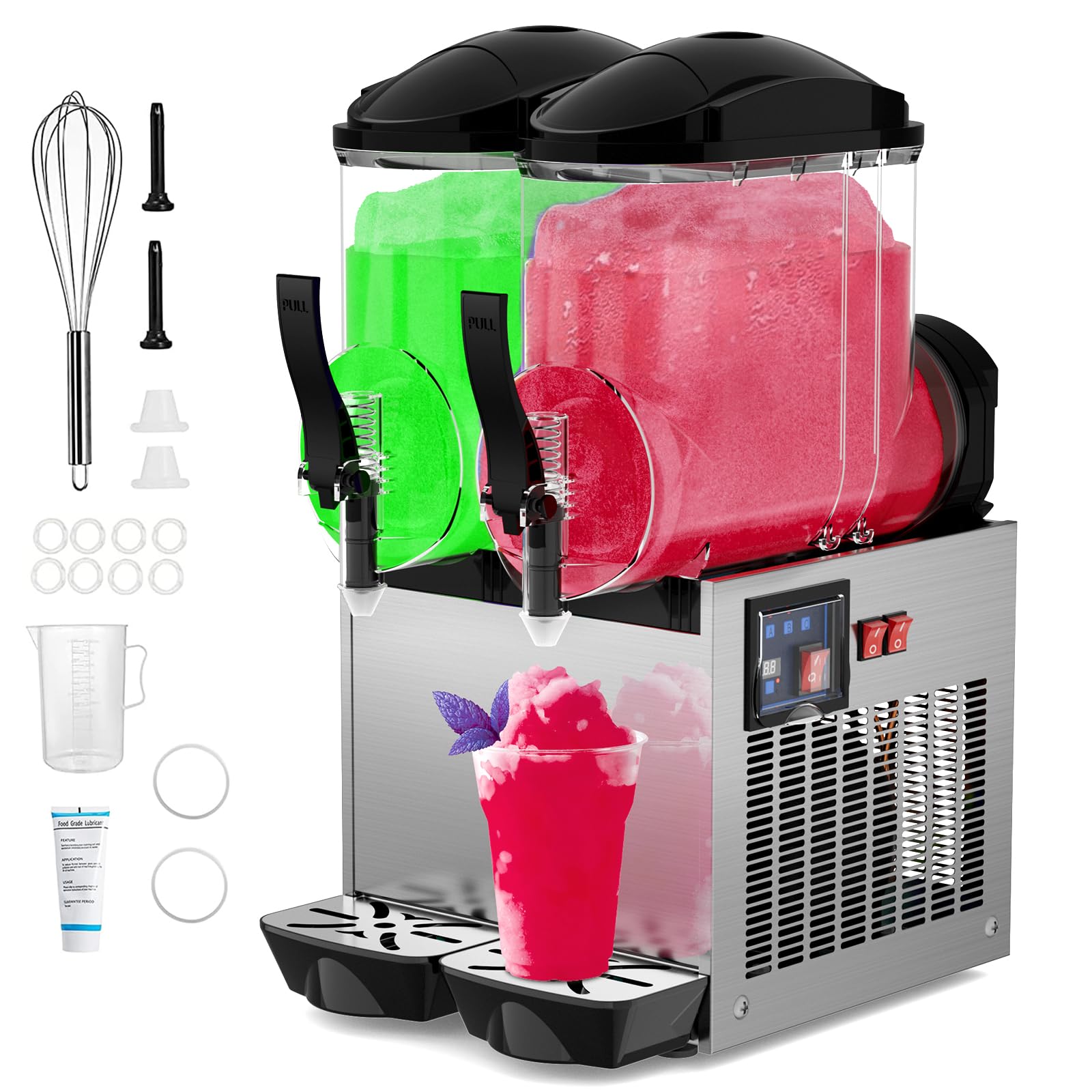 8 Gallon Commercial Margarita Machine 1050W 110V - Large Capacity Slushy & Frozen Drink Maker for Cocktails, Daiquiri, Lemonade - Perfect for Bars, Restaurants, and Party Events (30L Electric Slushie Machine)