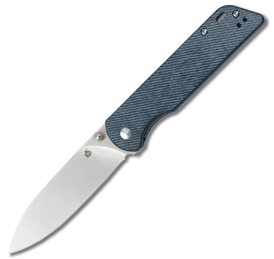 QSP Parrot D2 Pocket Knife - Micarta Denim Handle, Razor Sharp EDC Folding Knife for Camping, Hiking & Everyday Carry