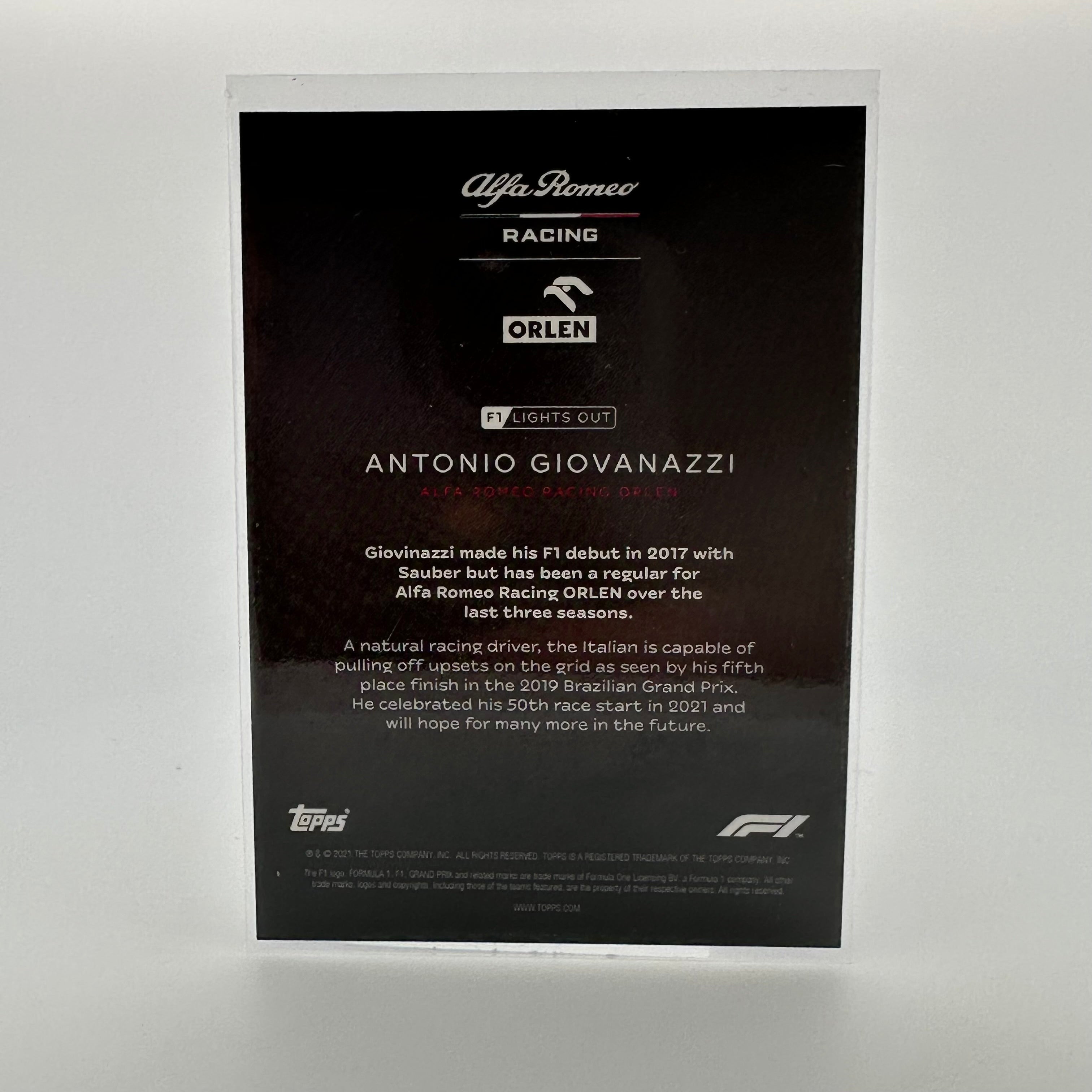 Antonio Giovinazzi F1 Driver Red Parallel Collectible Card - Perfect for Racing Fans and Sports Memorabilia Collections