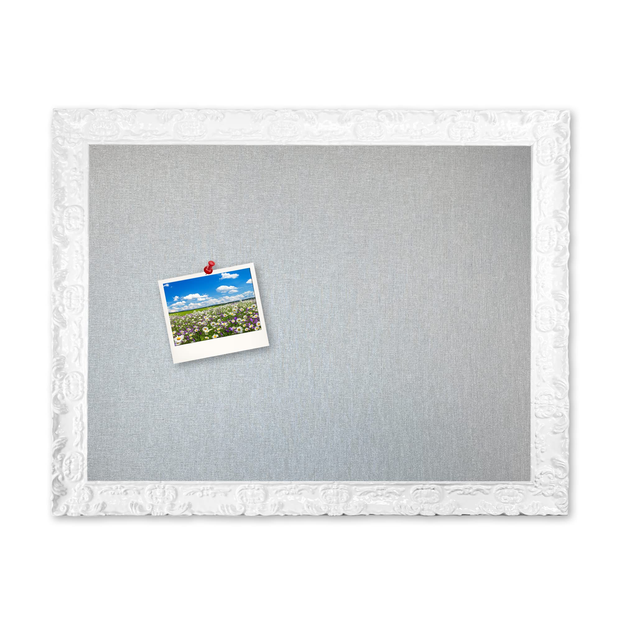 Handcrafted Gray Fabric Bulletin Board with Glam Frame - 16x20 Inches, Pure White | Perfect for Home Office, Classroom & Creative Workspace Décor