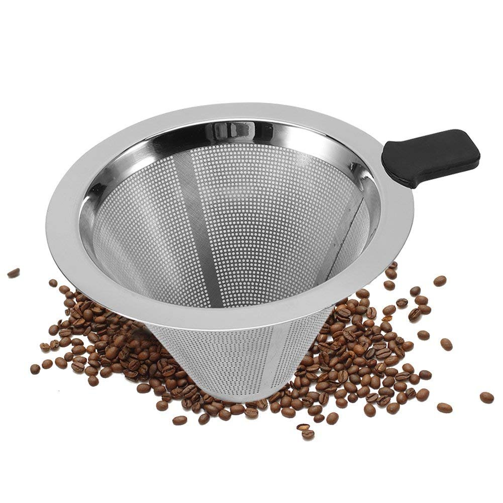 Premium Stainless Steel Pour Over Coffee Dripper - Reusable Single Cup Coffee Brewer with Cone Filter for Home, Office & Camping | Perfect for Specialty Coffee Lovers & Travel