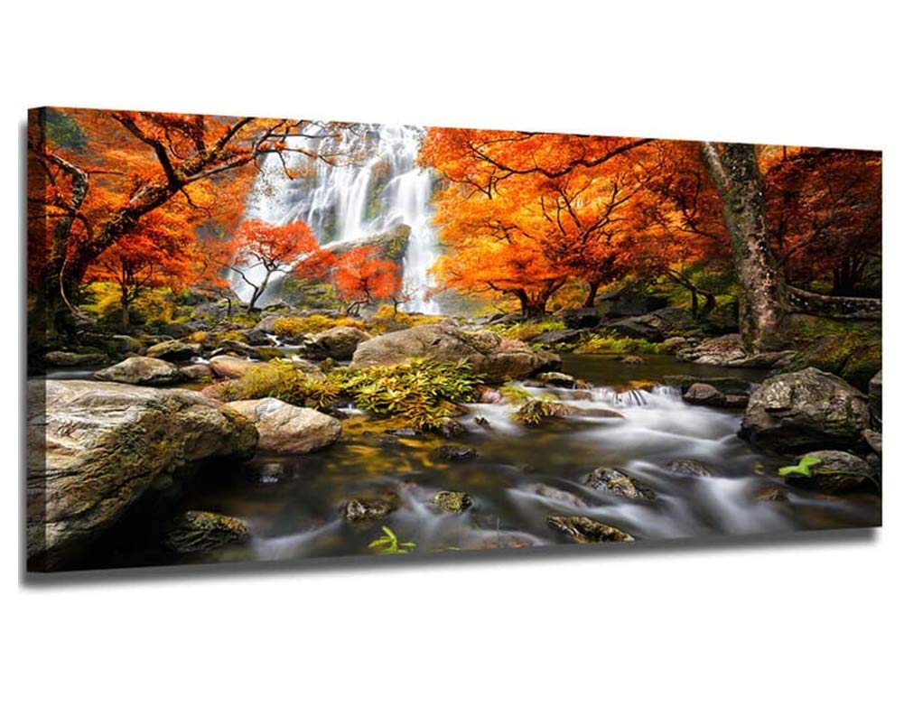 ZENDA Waterfall Wall Art - Framed River Landscape Painting for Home Decor, Living Room & Bedroom - Ready to Hang - Perfect for Nature Lovers & Relaxation Spaces