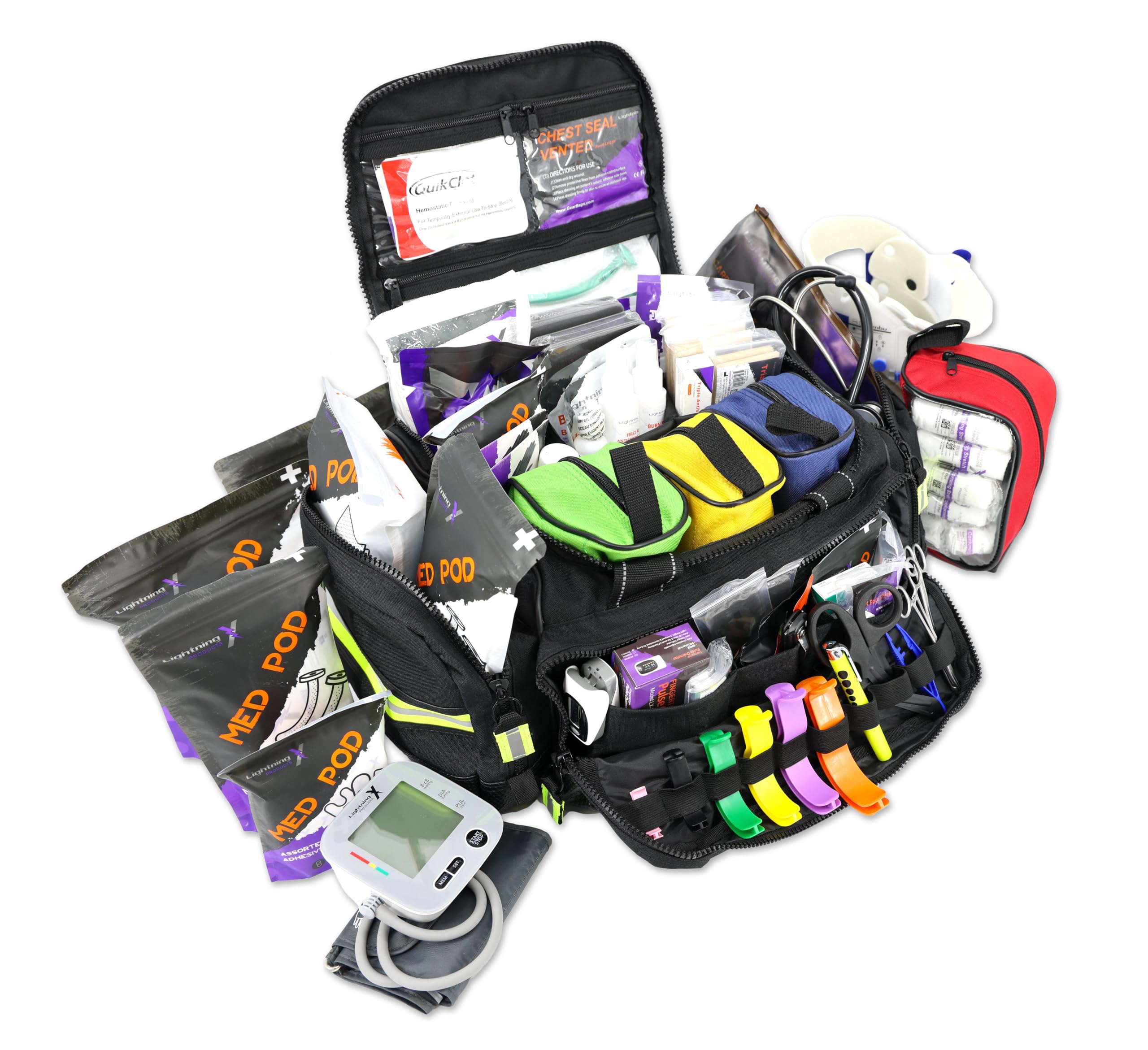 Lightning X Premium Modular EMS/EMT Trauma First Aid Kit - Emergency Medical Responder Bag with Comprehensive Supplies for EMTs, Paramedics & First Responders | Ideal for Emergency Situations, Disaster Relief & Outdoor Adventures
