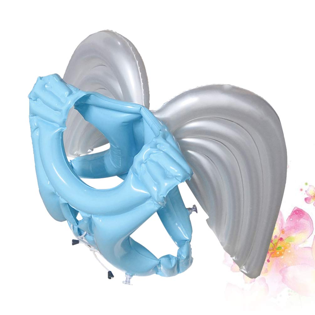 DOITOOL Kids Inflatable Swim Vest with Cartoon Angel Wings - PVC Swimwear for Boys & Girls, Pool Floats & Water Toys (Sky Blue, Medium) - Perfect for Swimming Lessons, Beach Vacations & Pool Parties