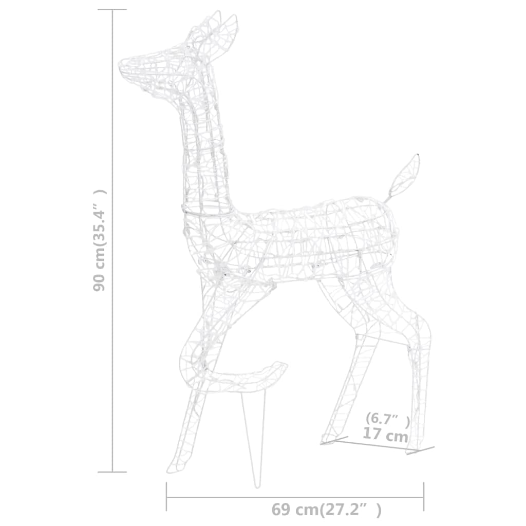 vidaXL Acrylic Reindeer Family Christmas Decoration with 300 LED Lights - Cold White - Indoor/Outdoor Use - 8 Lighting Modes - Set of 3 - Perfect for Holiday Home Decor, Yard Display and Christmas Party Decoration