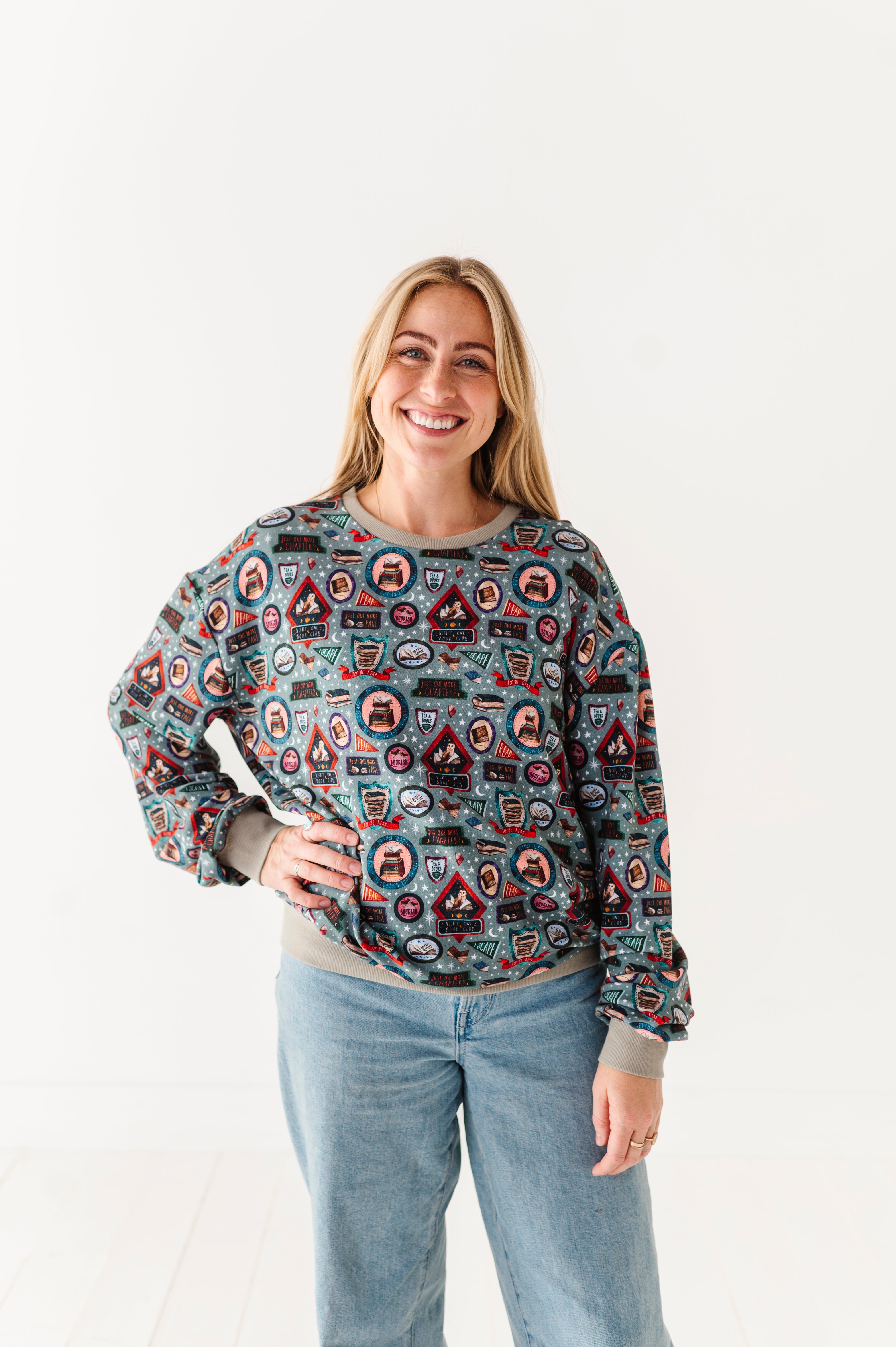 Late Night Book Club Adult Sweatshirt - Cozy Reading Sweater for Book Lovers - Perfect for Book Clubs, Library Visits & Relaxing Evenings
