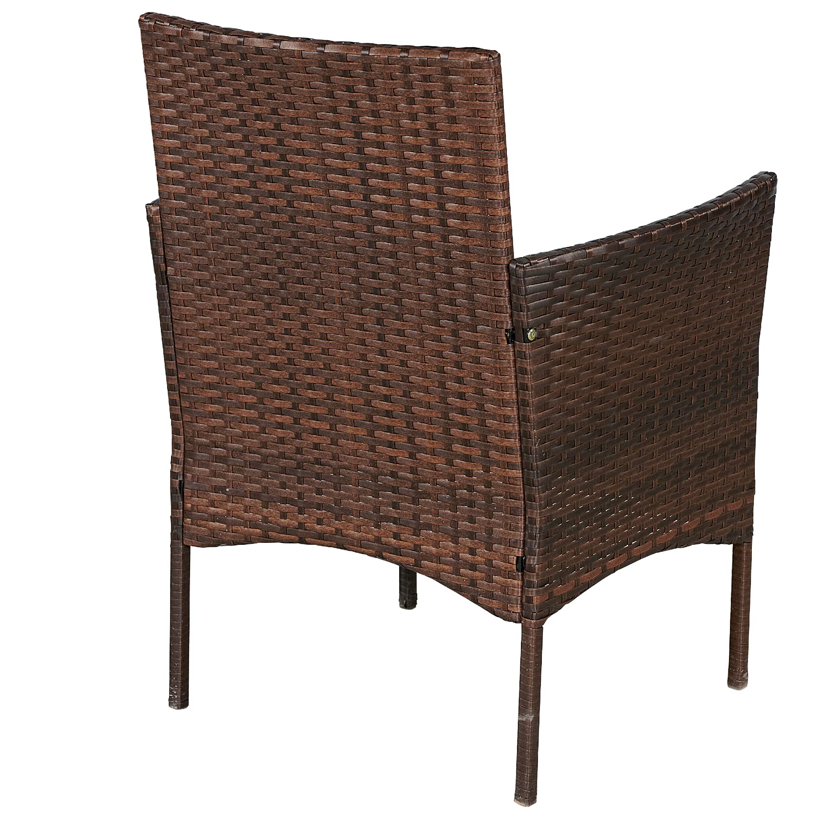BTEXPERT 3-Piece Outdoor Wicker Patio Set with Cushions - Space-Saving Rattan Bistro Furniture for Garden, Yard & Porch - Includes 2 Chairs with Side Storage & Tempered Glass Table (Brown) - Perfect for Small Balconies, Poolside Lounging and Intimate Outdoor Dining
