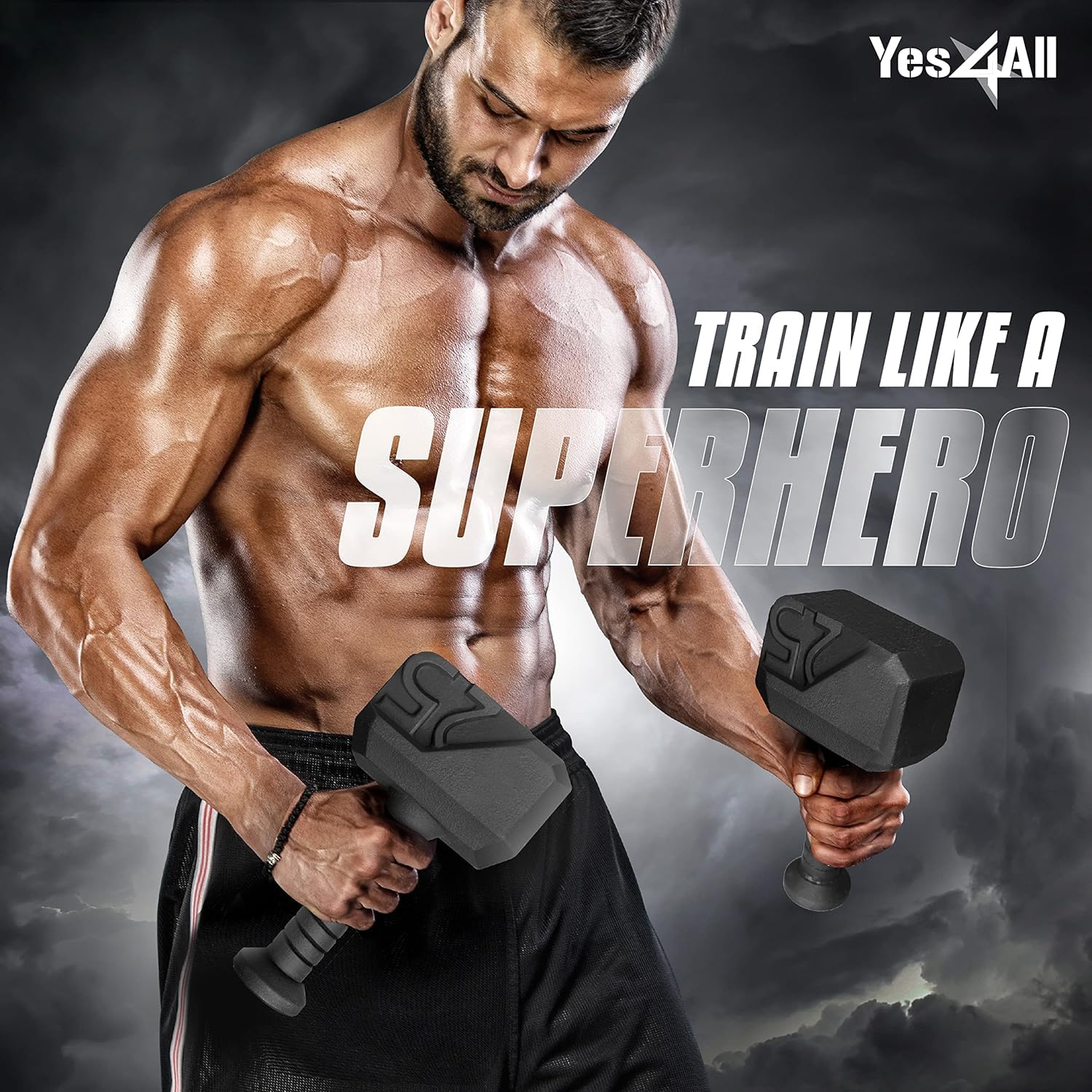 Yes4All Special Shape Kettlebell - Upgraded Multifunctional Cast Iron Weight for Advanced Strength Training, Powder Coated Anti-Slip Handle - Perfect for Home Gym, CrossFit & Functional Fitness Workouts