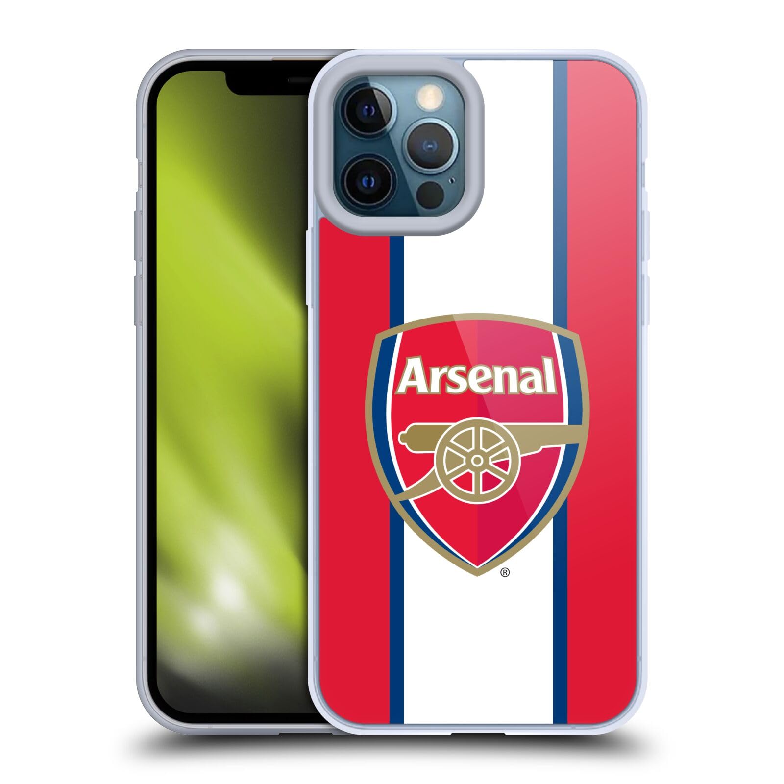 Head Case Designs Arsenal FC Stripes 3 Crest 2 Soft Gel Case for iPhone 12 Pro Max - Perfect for Fans and Game Days