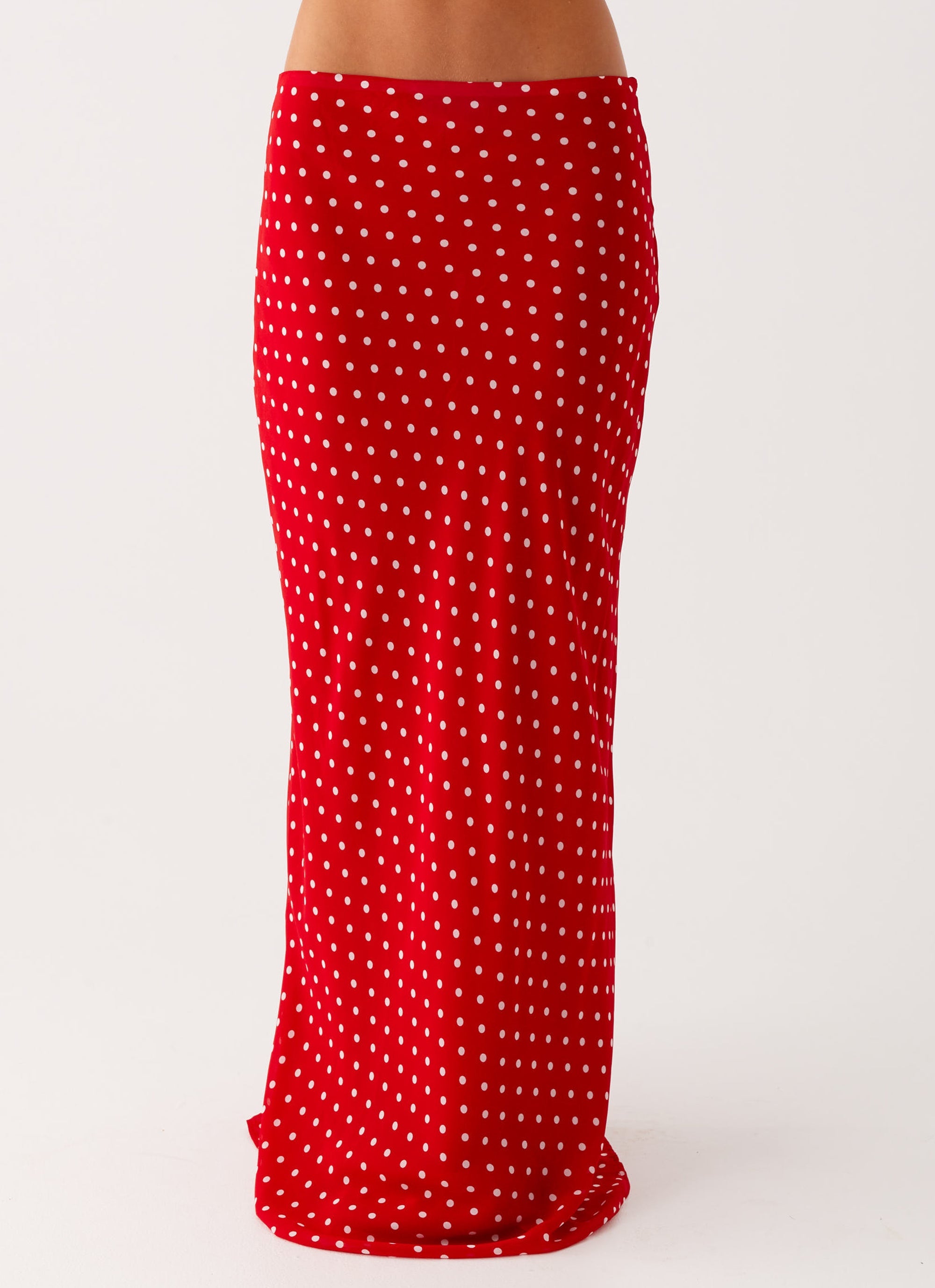 Bendita Maxi Skirt - Red Polka Dot Flowy Long Skirt for Women | Perfect for Summer, Beach, Boho Outfits & Casual Wear