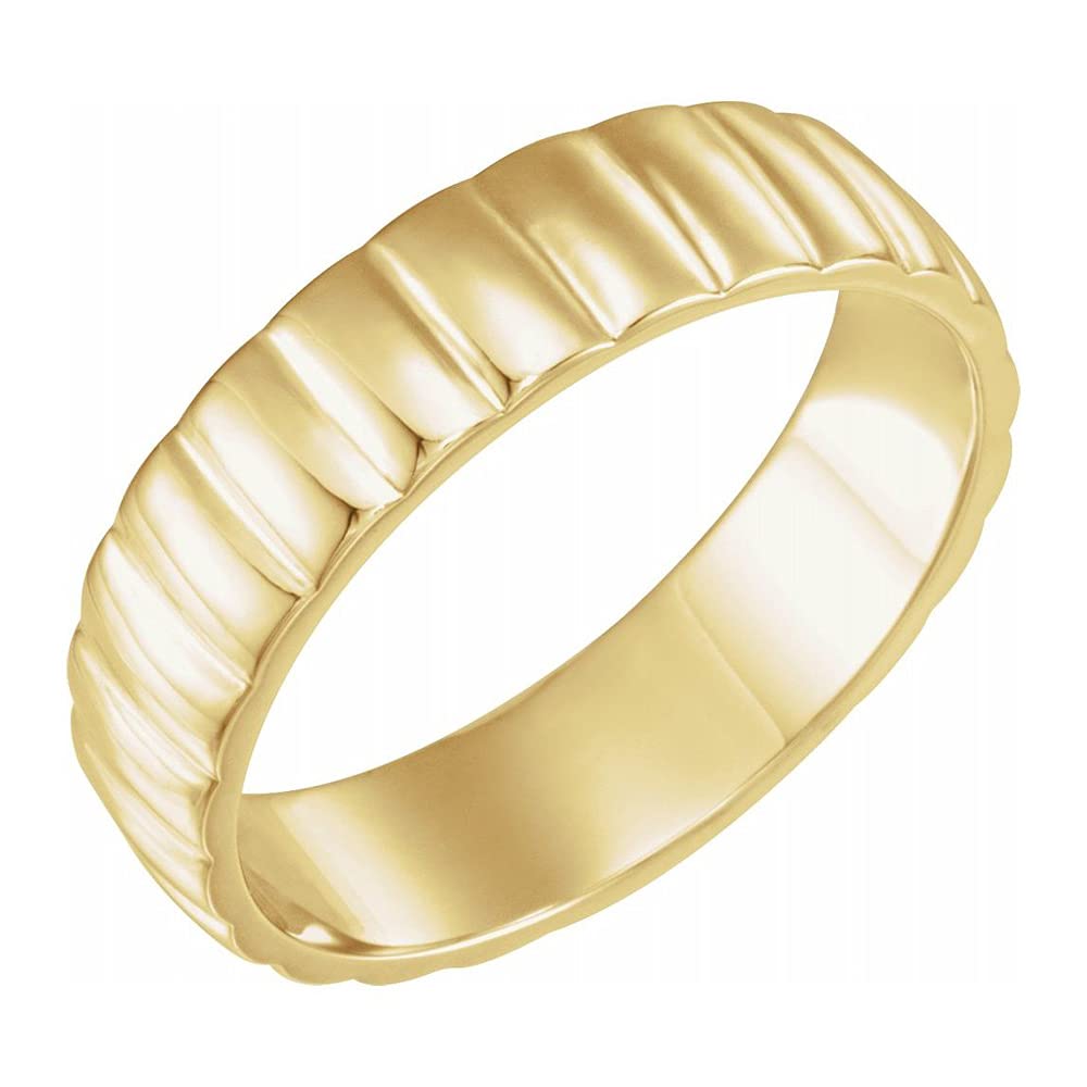14K Yellow Gold 6mm Black Bow Band Ring for Women