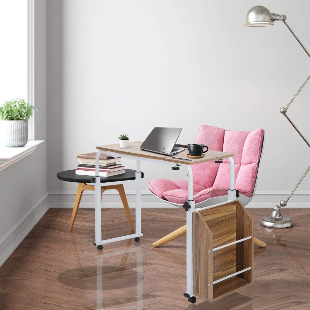 POCREATION Mobile Overbed Desk with Wheels - 31.5