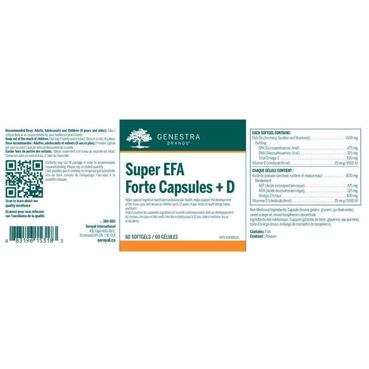 Genestra Super EFA Forte +D Omega-3 Fish Oil Softgels - 60 Count for Heart, Brain & Joint Health | Supports Cardiovascular Function & Cognitive Performance
