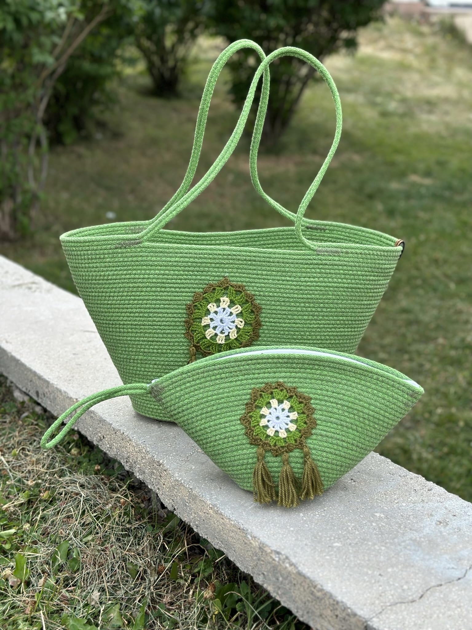 Stylish Natural Straw Beach Tote Bag for Women - Rattan French Market Basket - Perfect for Summer, Travel, Picnics & Shopping (Blue)