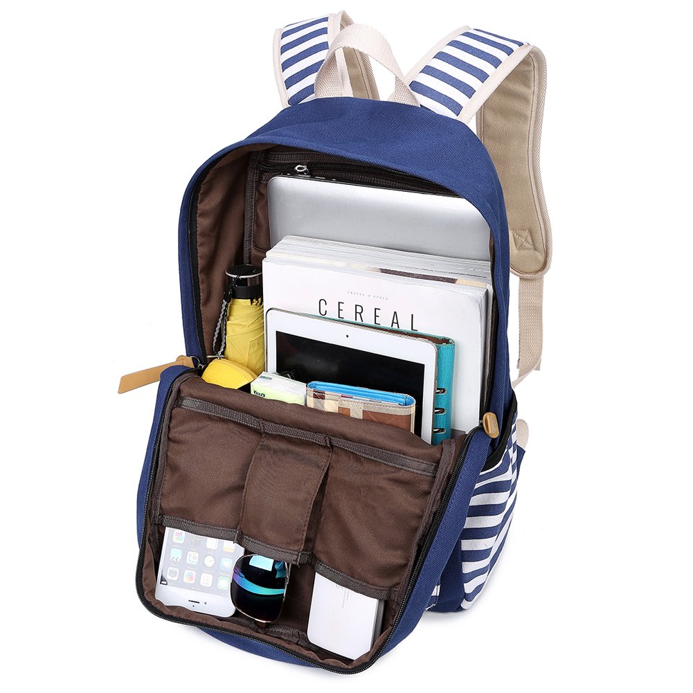 Abshoo Cute Striped Canvas Backpack for Girls - School & Travel