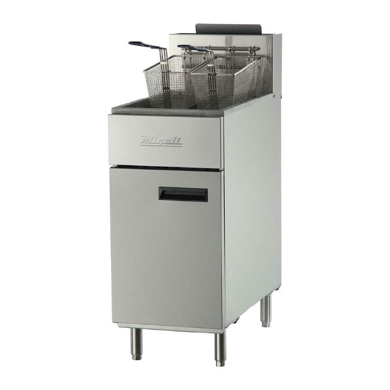 Migali C F40 NG Commercial 40Lbs Deep Fryer - 3 Burners, 1 Fry Pot, 102000 BTU Natural Gas - Perfect for Restaurants, Food Trucks & Catering Businesses