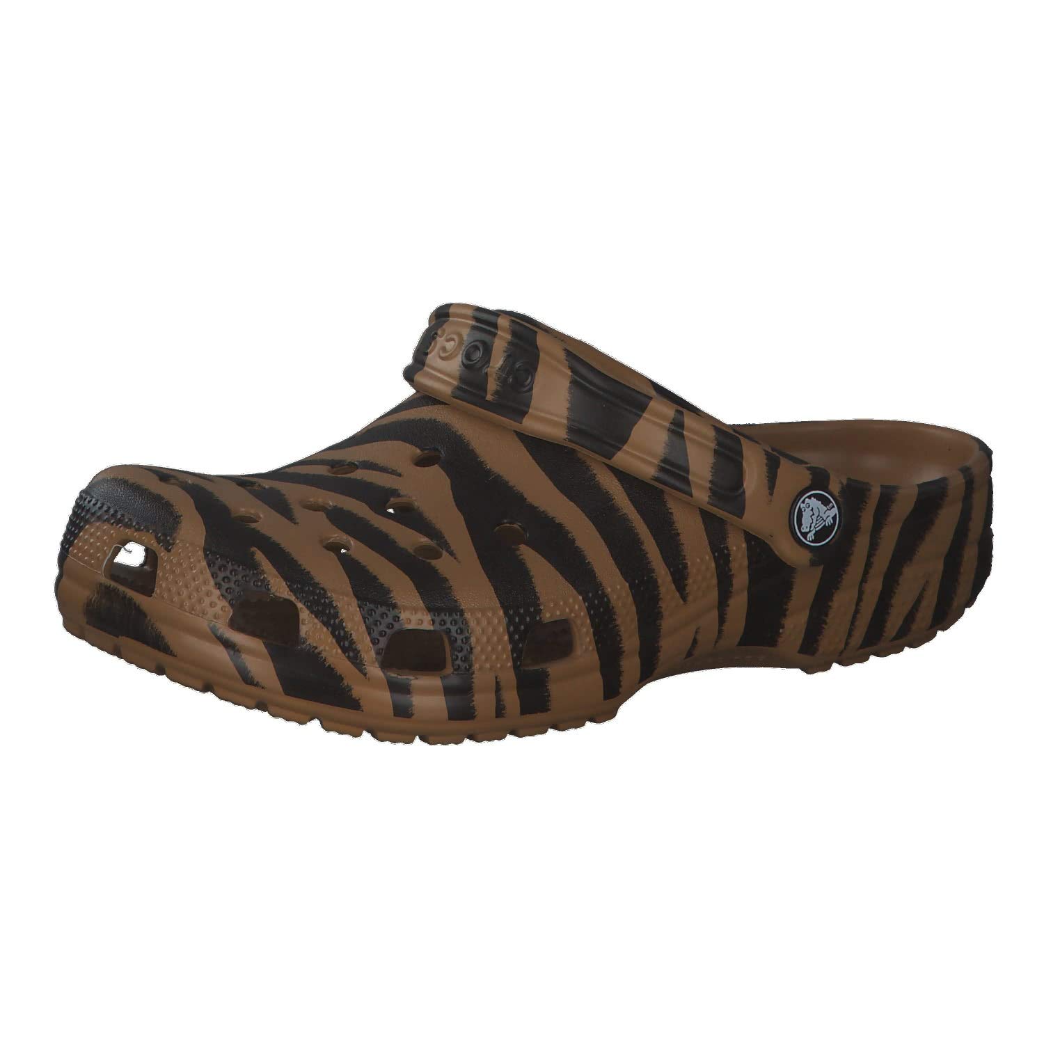 Crocs Women's & Men's Classic Animal Print Clogs - Zebra & Leopard Pattern Comfortable Slip-On Shoes for Casual Wear, Gardening, and Outdoor Activities