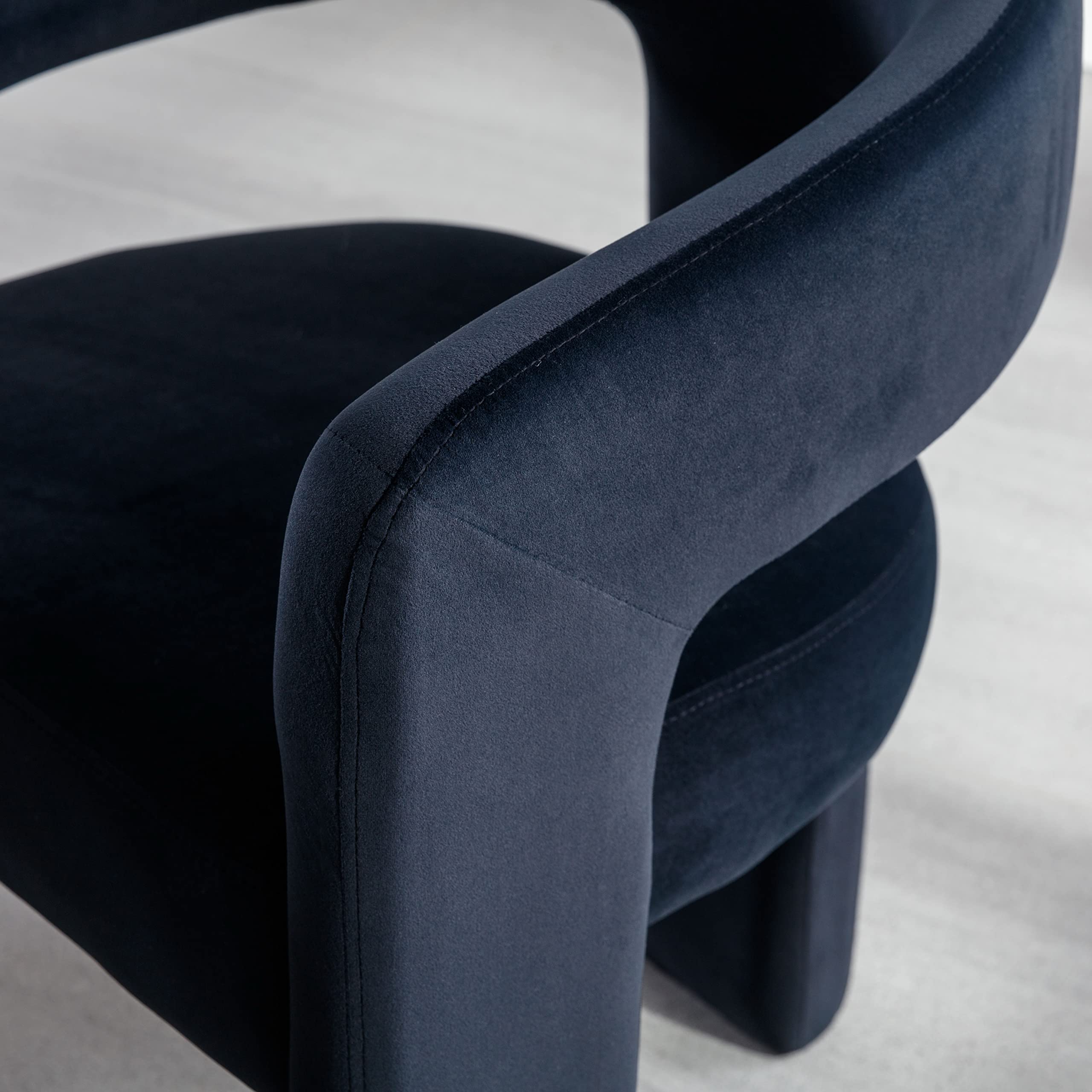 Modern Black Velvet Upholstered Barrel Dining Chairs Set of 2 - Arm Accent Side Chairs for Living Room, Kitchen & Makeup Vanity - Comfortable Seating for Dining, Entertaining & Home Decor