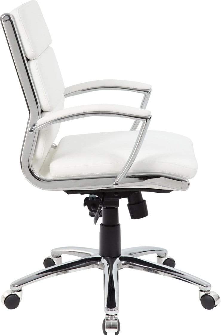 Premium Boss Executive CaressoftPlus Mid Back Office Chair with Metal Chrome Finish [B9476 BK] - Ergonomic Support for Long Work Hours, Home & Office Use