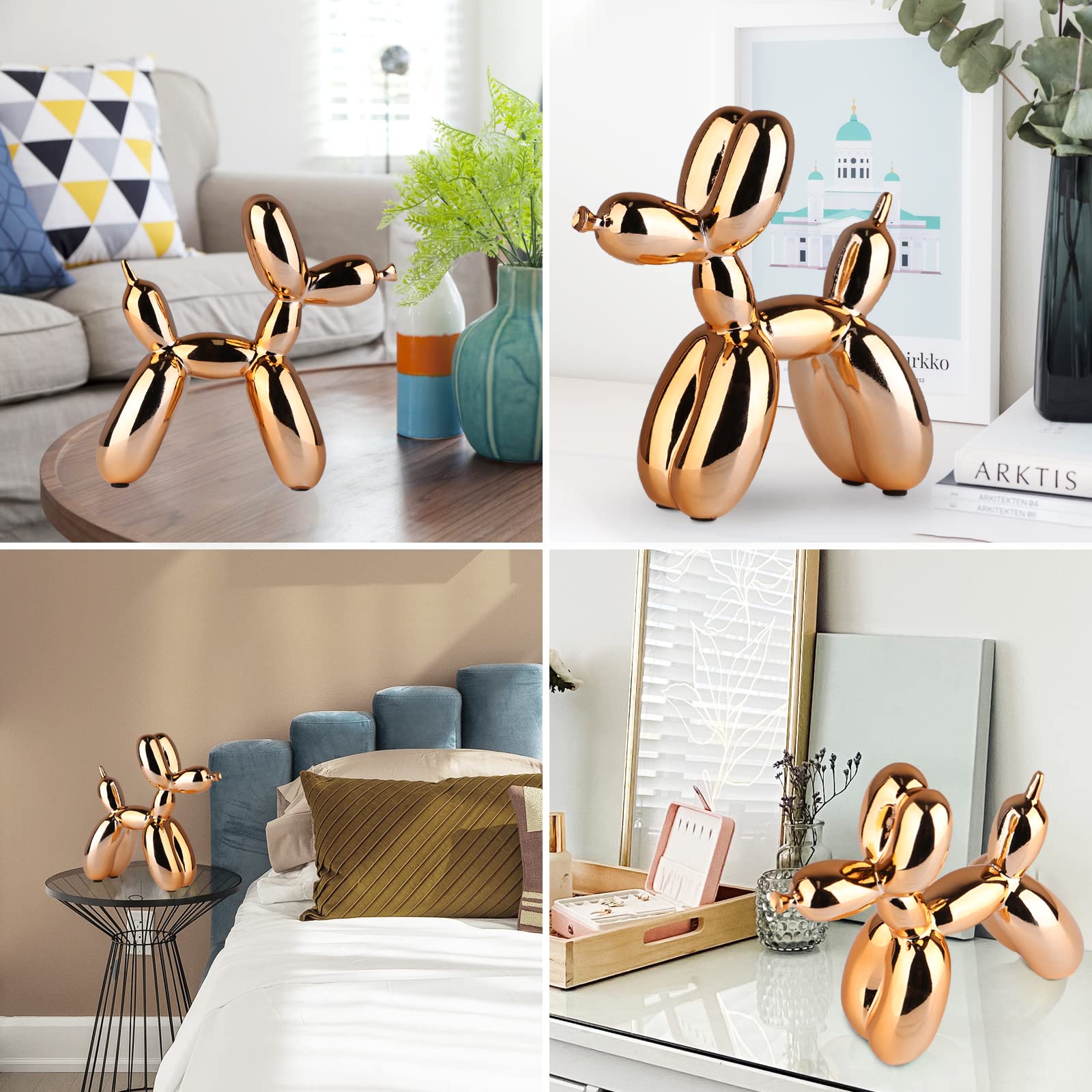 XIAOMI Orange Balloon Dog Statue - Modern Animal Sculpture for Home & Office Decor - Perfect for Living Room, Bedroom, Bookshelf & Gift Giving