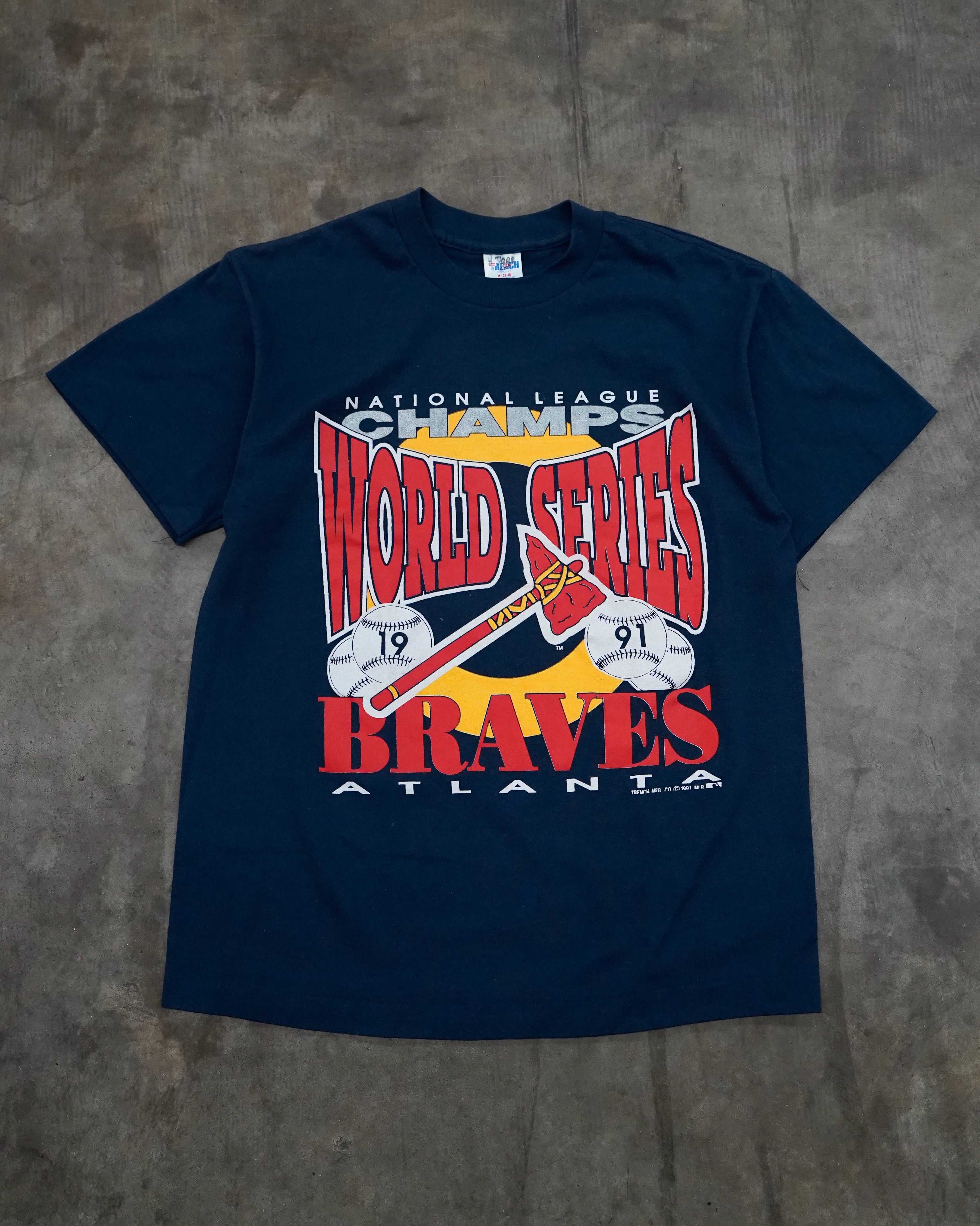 1991 Atlanta Braves National League Champions T-Shirt - Medium | Vintage Baseball Fan Apparel for Games & Casual Wear
