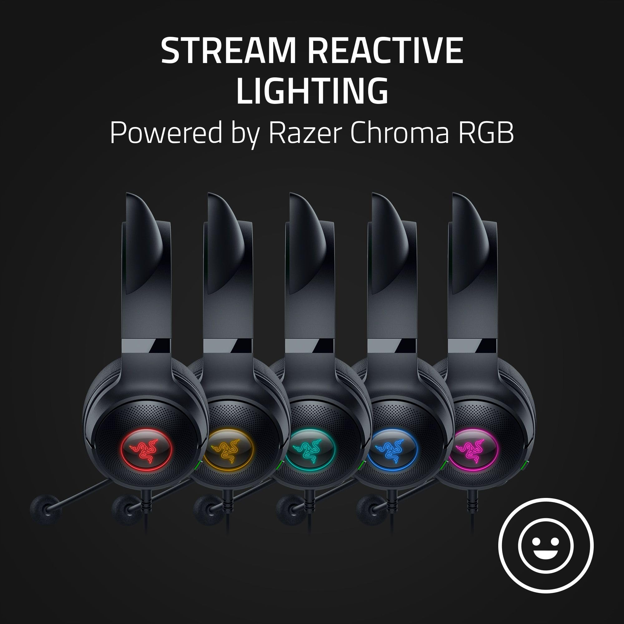 Razer Kraken Kitty V2 USB Wired RGB Gaming Headset with Chroma Kitty Ears - Stream Reactive Lighting, HyperClear Cardioid Mic, 40mm Triforce Drivers & 7.1 Surround Sound - Classic Black (Renewed) - Perfect for Streaming, Gaming & Content Creation