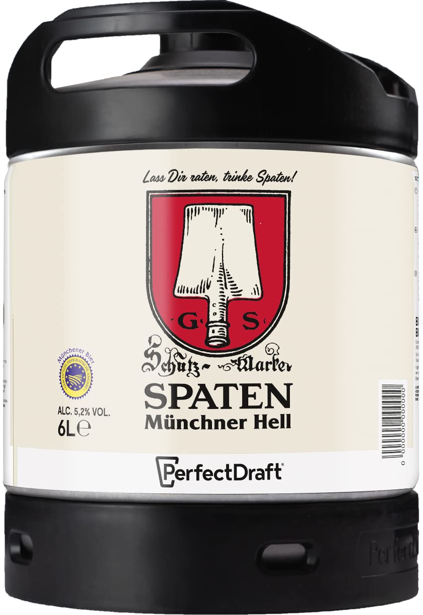 Spaten Münchner Hell Beer - Authentic Munich Helles Lager - 6L Perfect Draft Keg for Home & Commercial Use - Reusable Party & Event Beer Keg