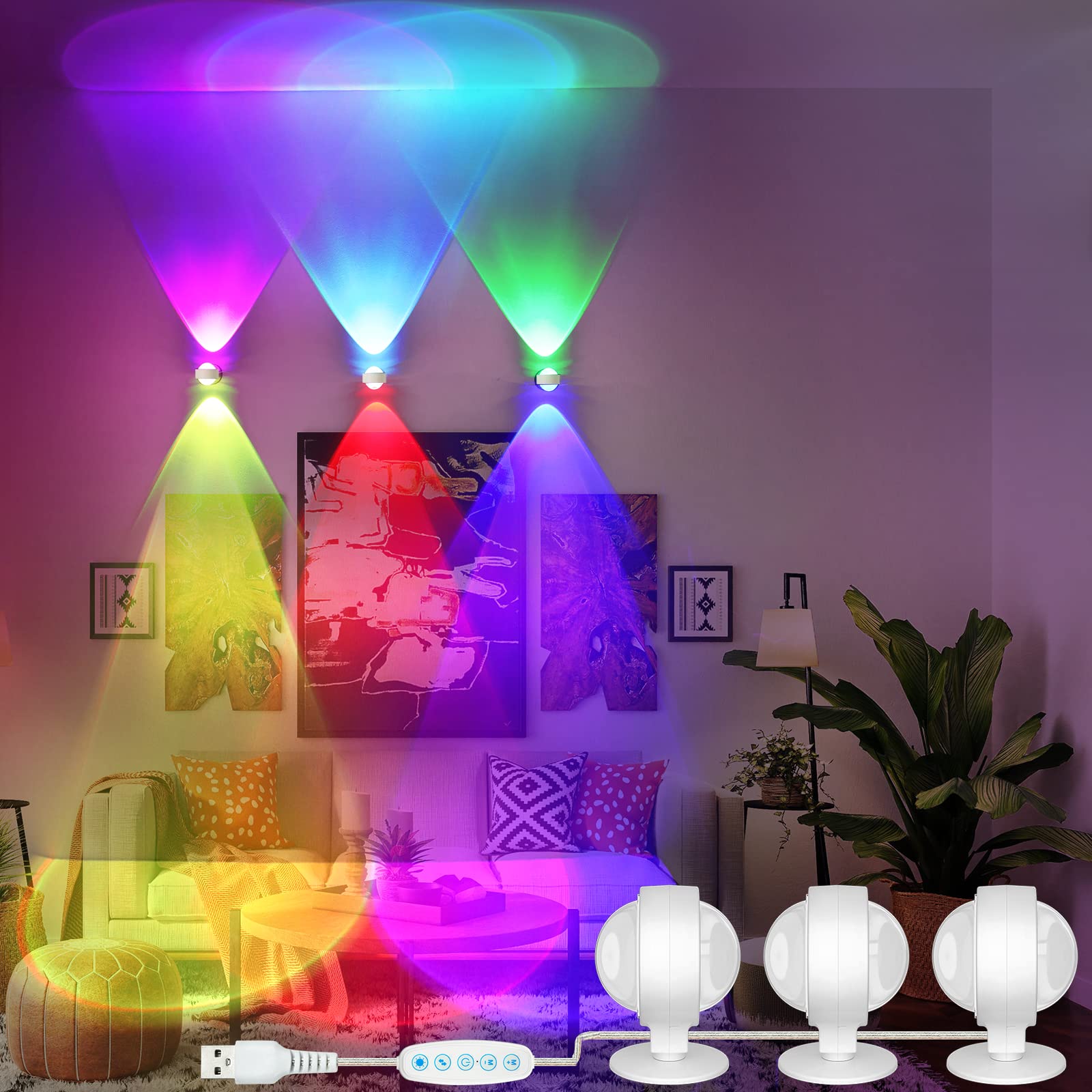 Kyushu LED Wall Light - Modern Color Changing Wall Sconces for Home Decor, Bedroom, Bar & Staircase Lighting | Dimmable Ambient Light Fixture for Indoor & Outdoor Use | Perfect Gift for Parents & Kids
