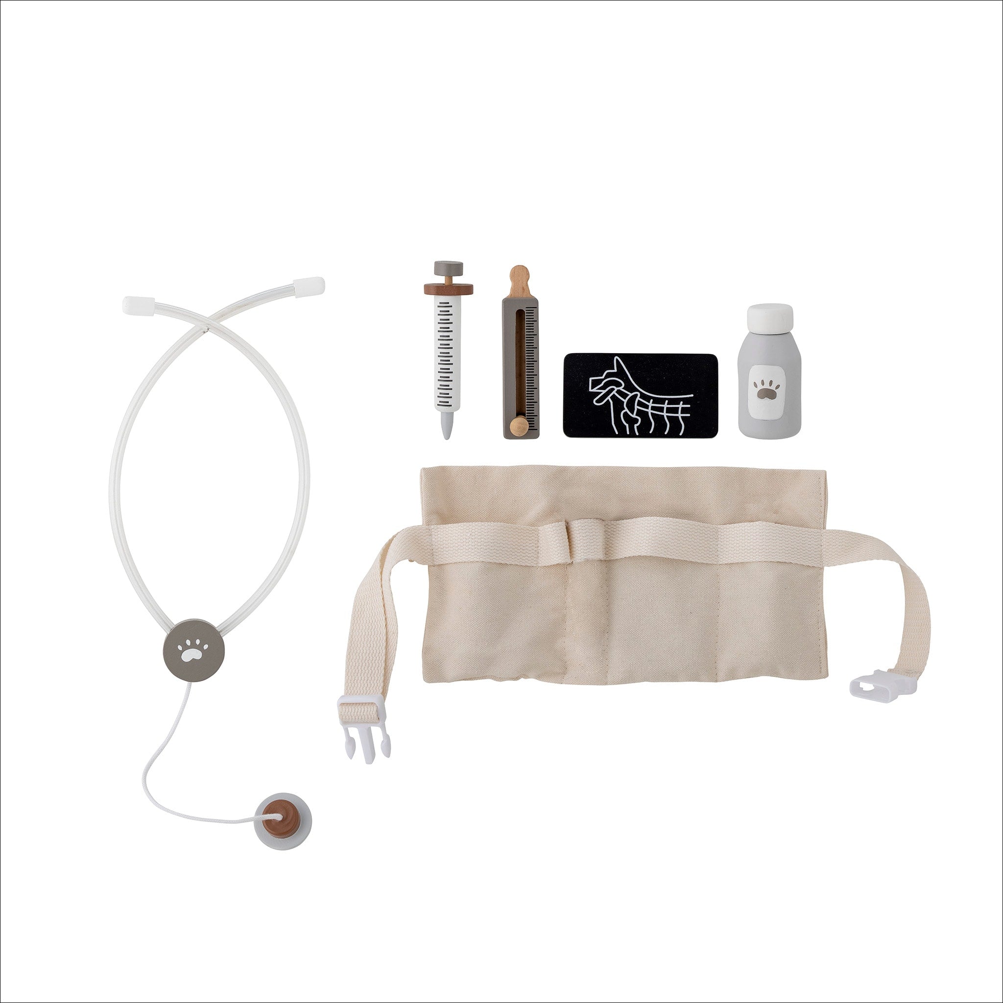 BLOOMINGVILLE Doran Doctor Play Set - Grey FSC Certified Wooden Toy for Kids | Pretend Play, Role Playing & Early Learning Activities