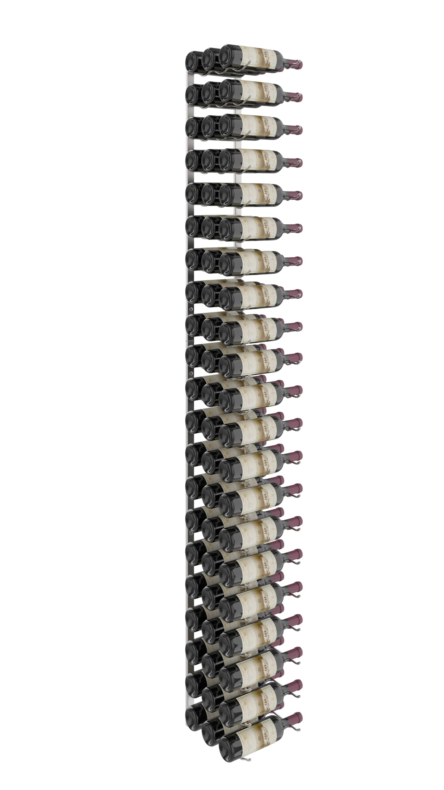W Series Pro 7-Bottle Wall Mounted Wine Rack - Brushed Nickel Metal Wine Storage Shelf - Space Saving Modern Design for Kitchen, Dining Room or Bar - Holds 63 Bottles - Easy Access Home Organization Solution