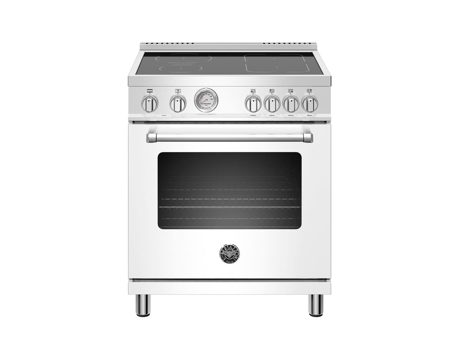 Bertazzoni MAST304INMBIE 30 Inch Induction Range with 4 Heating Zones & Electric Oven in Bianco Matt Finish - Perfect for Modern Kitchens & Home Cooking
