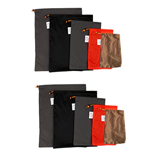Baoblaze 10-Piece Waterproof Nylon Stuff Sack Set - Lightweight, Showerproof Storage Bags for Camping, Hiking & Travel Gear Organization
