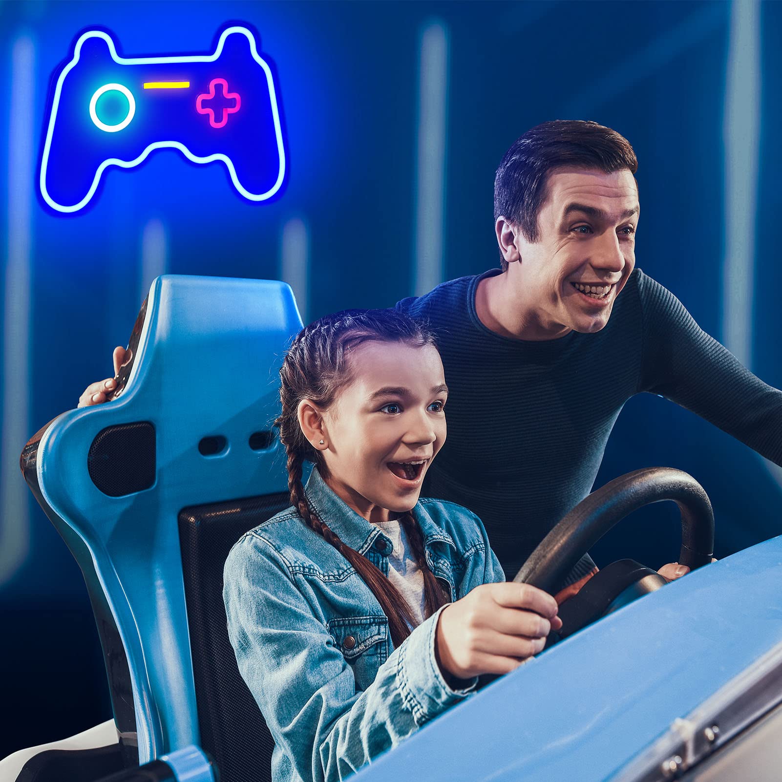 16x11 Inch Large Gamepad Controller Gaming LED Neon Sign - Wall Decor for Bedroom, Gamer Gift for Teens & Kids - Perfect for PlayStation Gaming Room, Man Cave, or Streamer Setup
