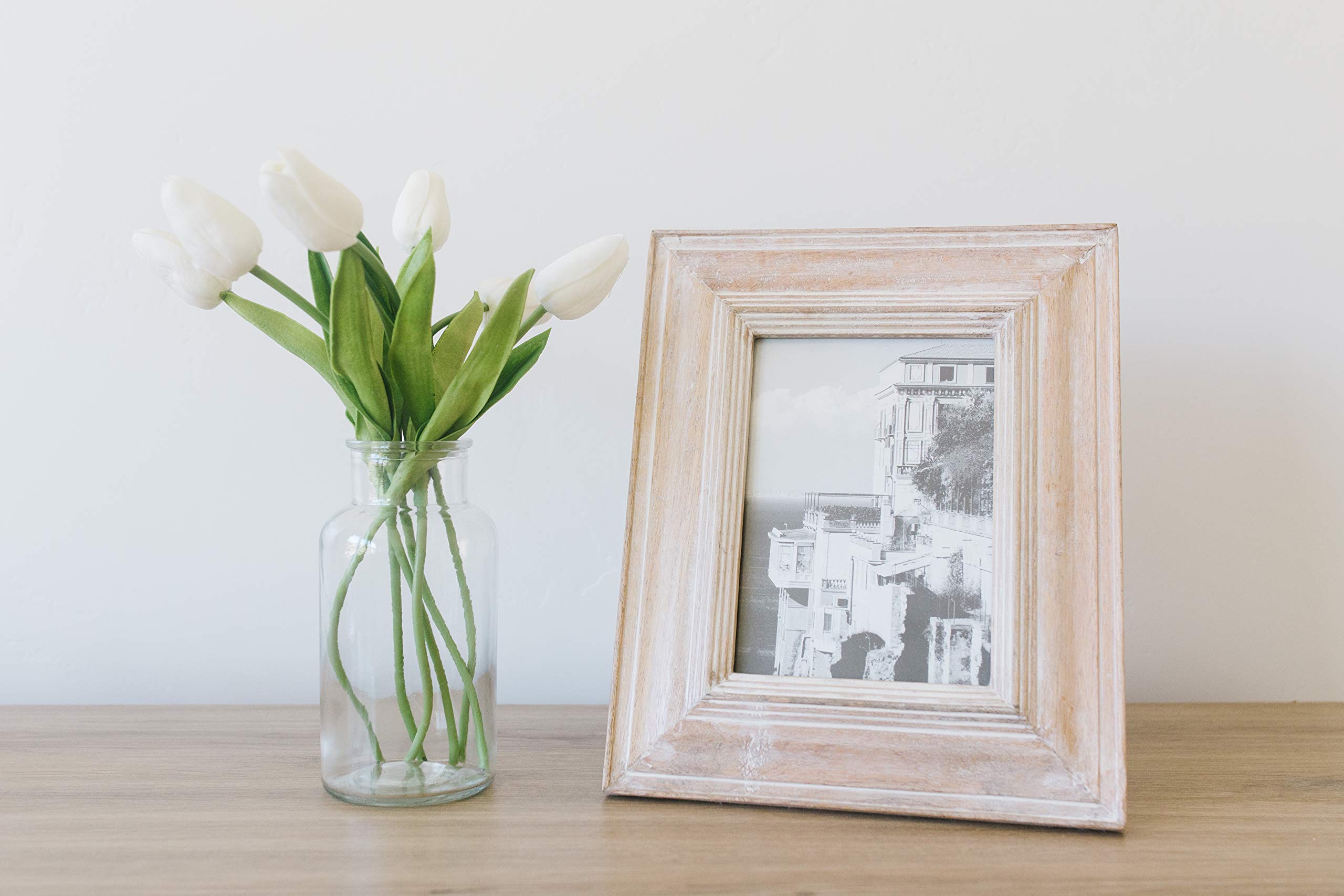 Fresh White Tulips Bouquet with Elegant Glass Vase - Perfect for Home Decor, Wedding Centerpieces & Romantic Gifts
